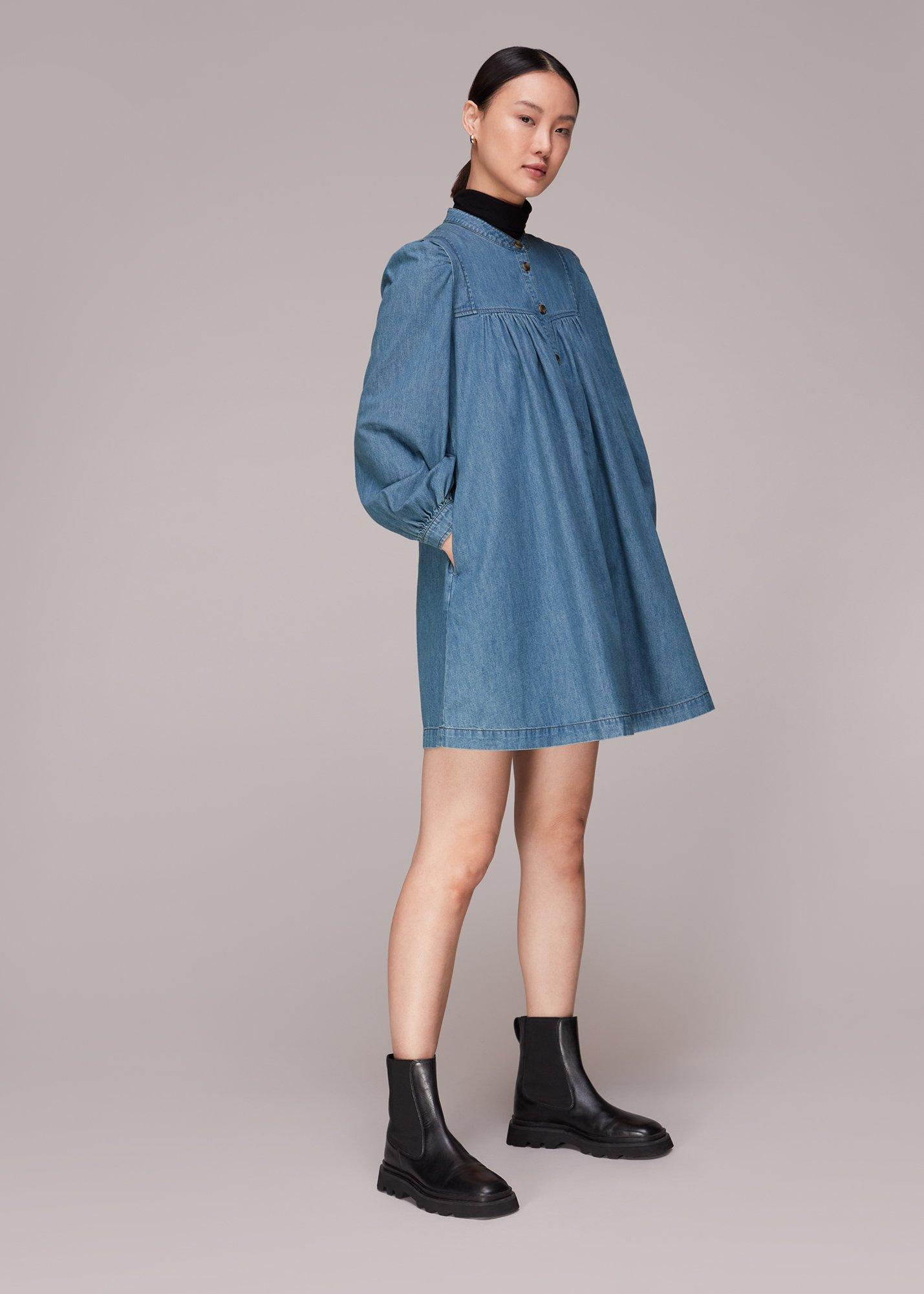 Chambray Denim Trapeze Dress