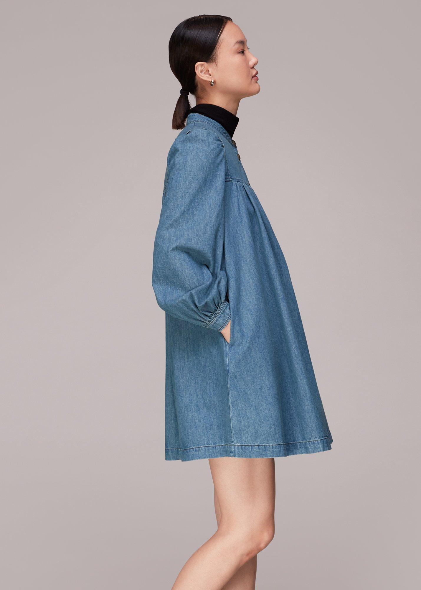 Chambray Denim Trapeze Dress