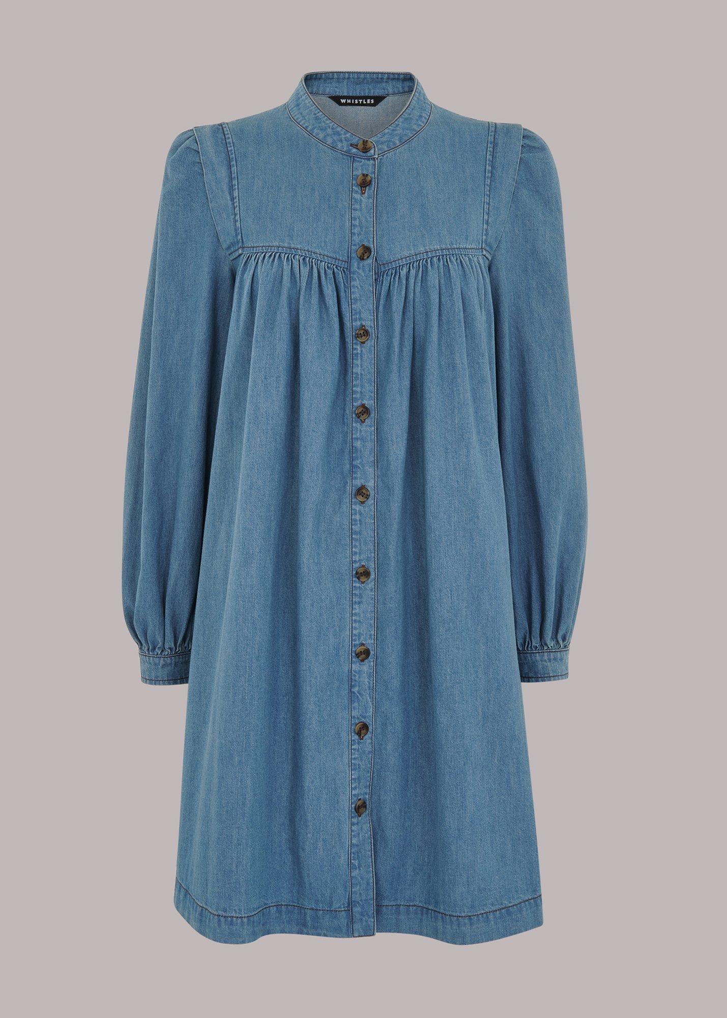 Chambray Denim Trapeze Dress