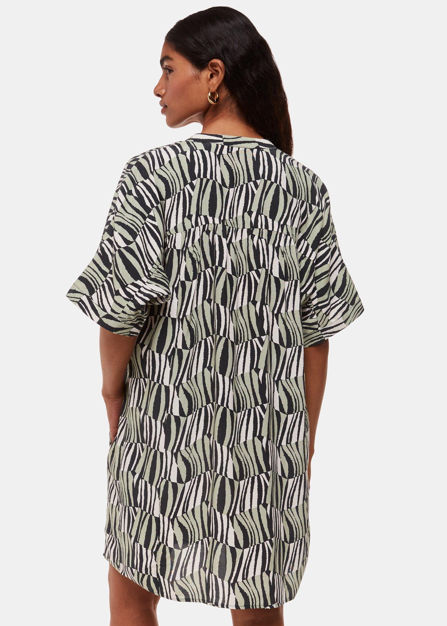 Green Petite Checkerboard Tiger Print Dress