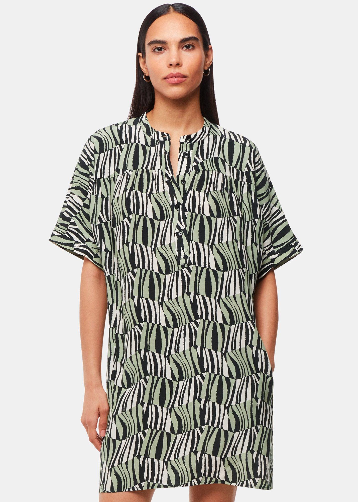 Green Checkerboard Tiger Print Dress