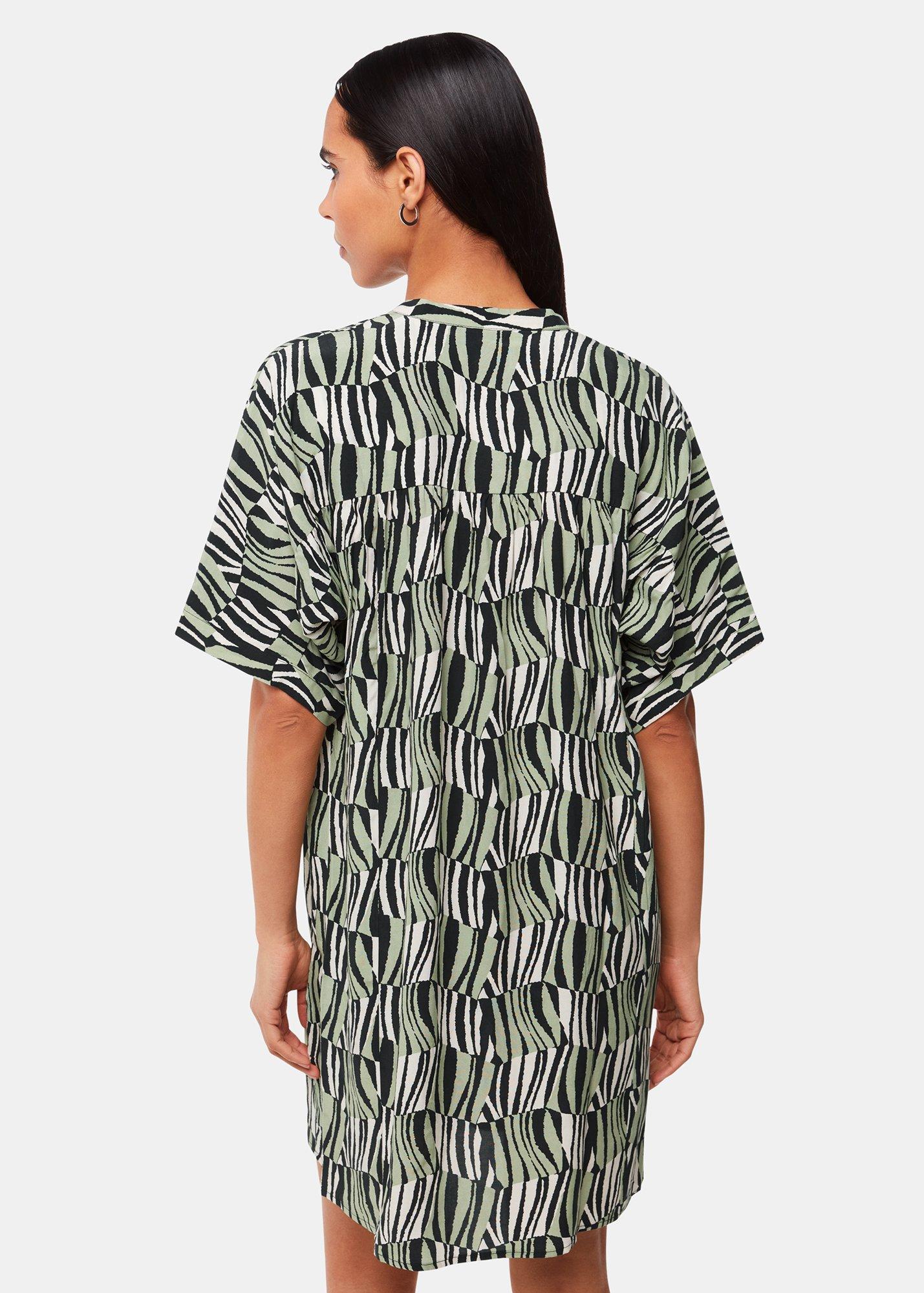 Green Checkerboard Tiger Print Dress