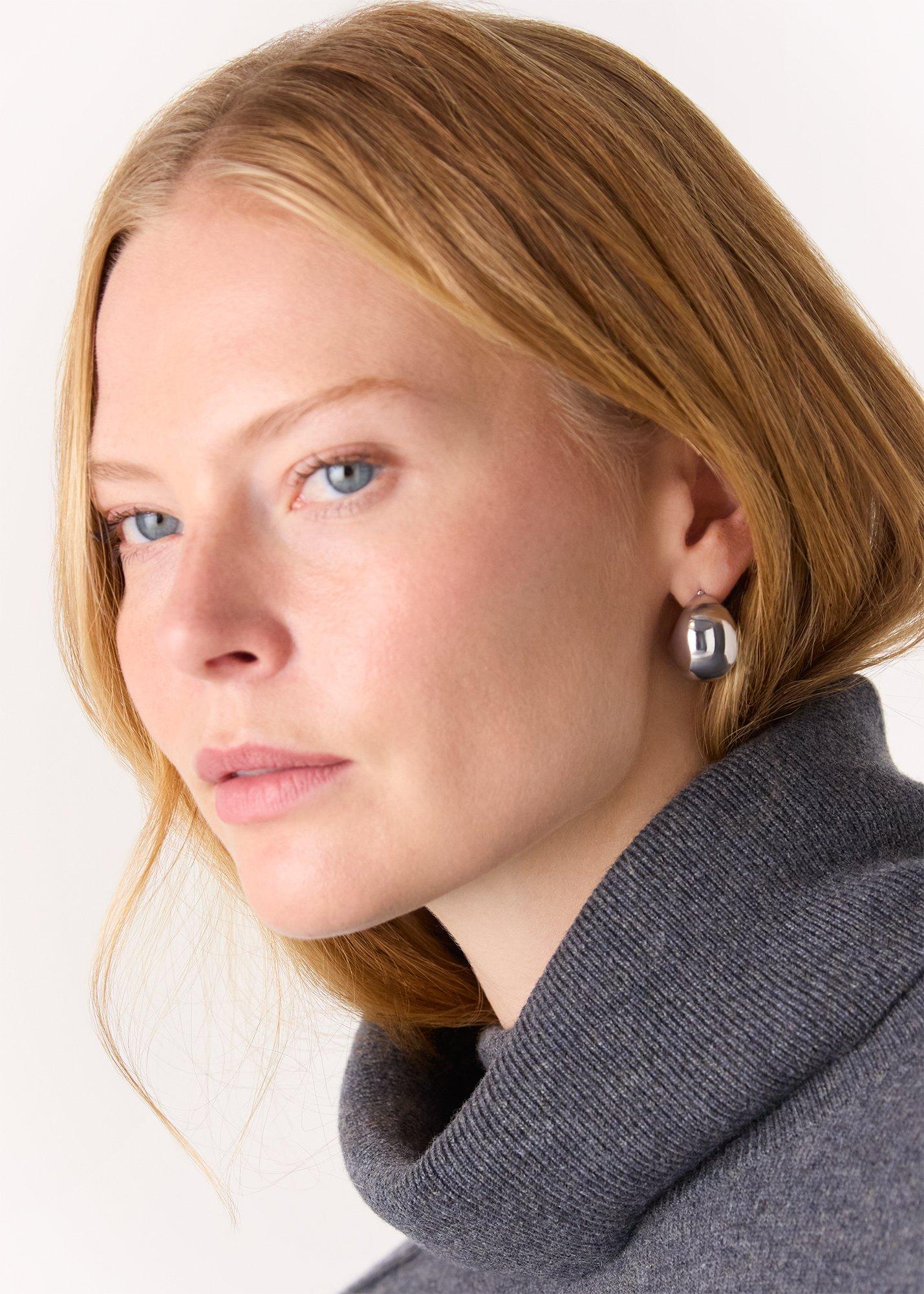 Silver Chunky Curved Stud Earring