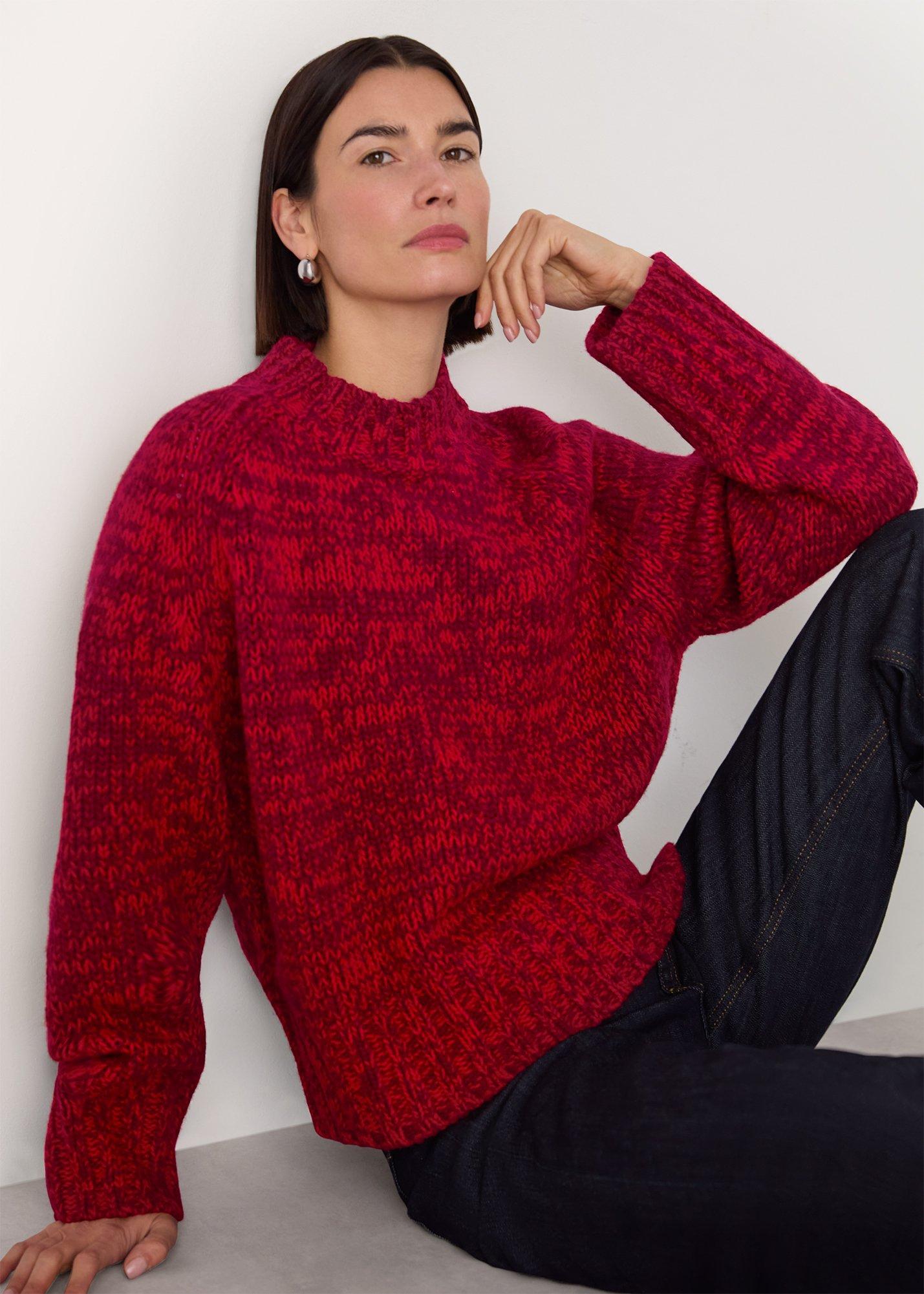 Red Chunky Wool Fleck Knit