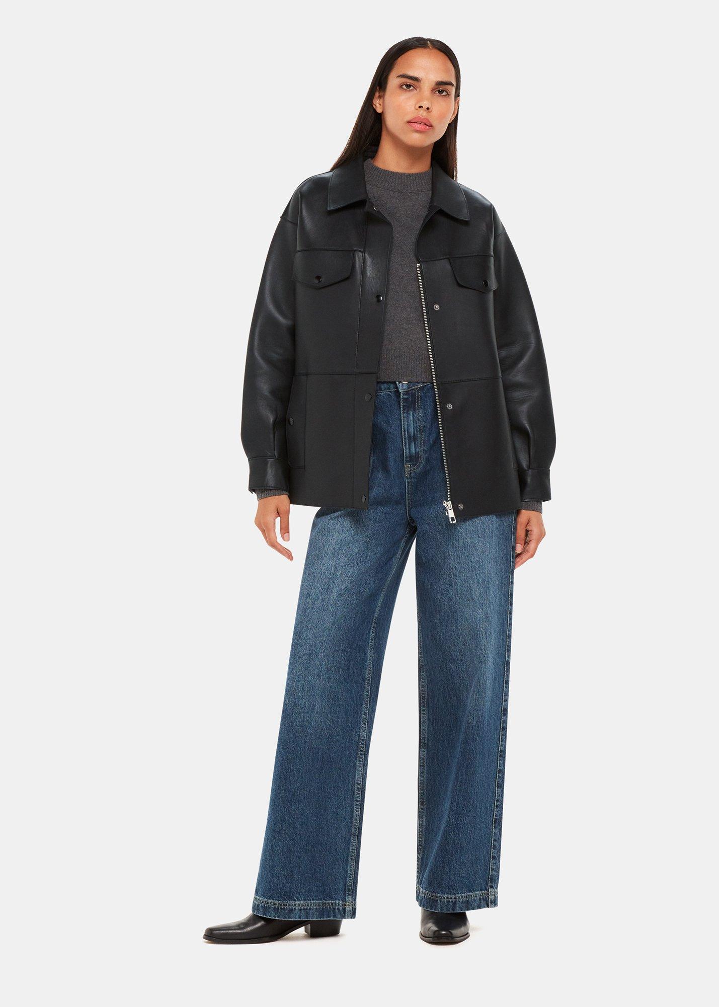 Black Petite Clean Bonded Leather Jacket