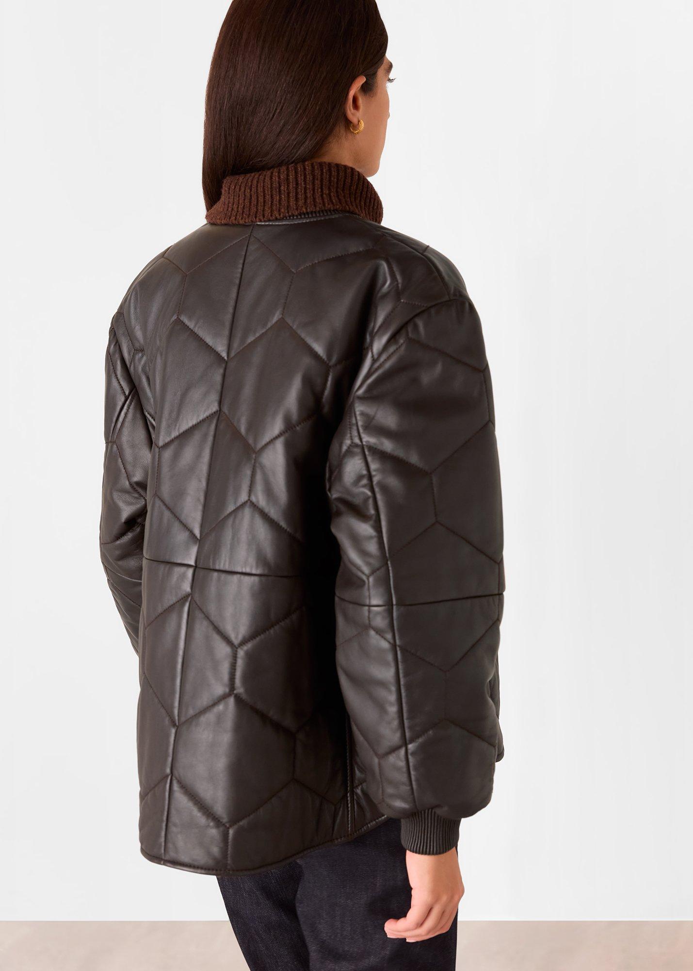 Burgundy Cleo Leather Quilted Jacket