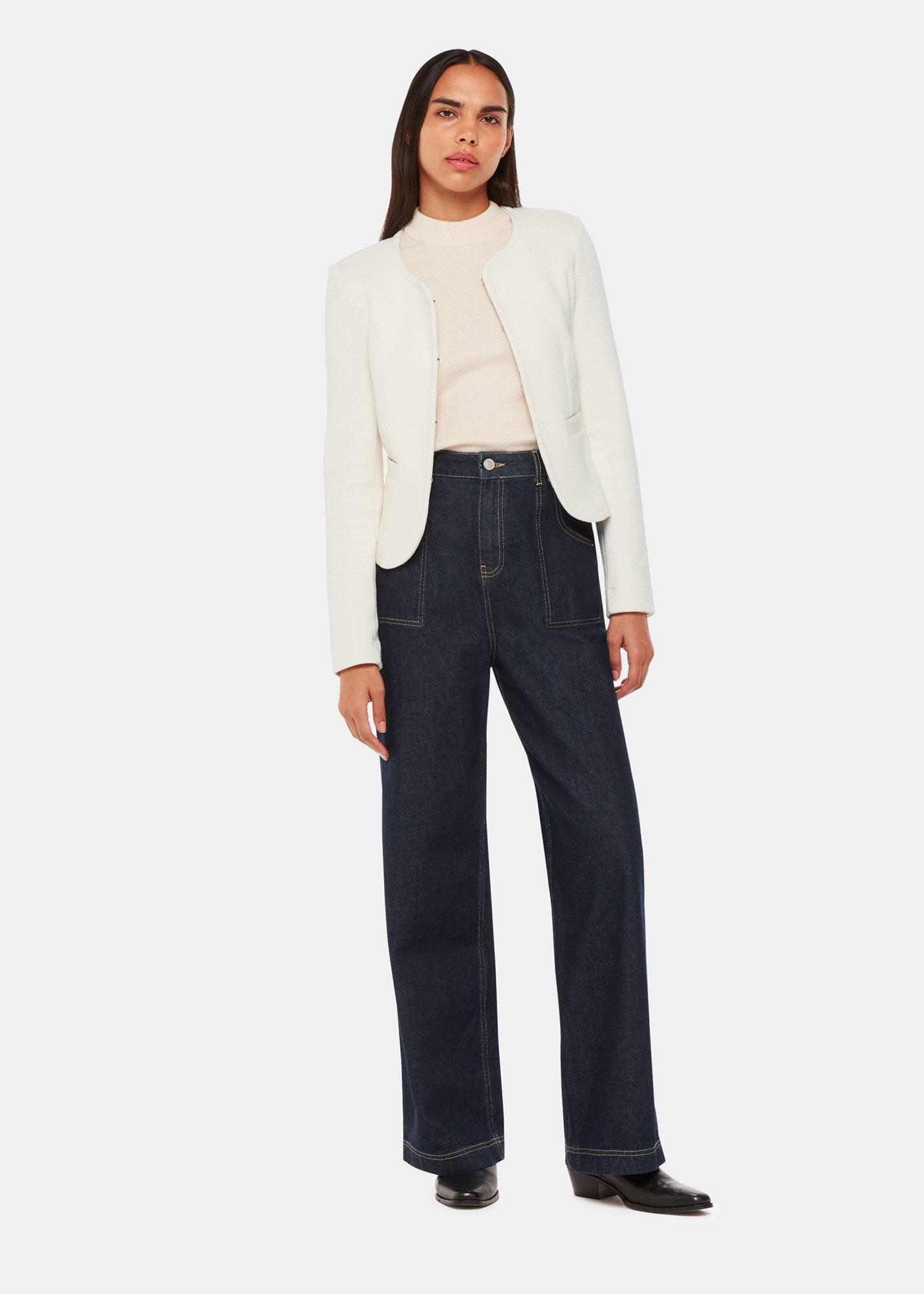 Ivory Collarless Jersey Jacket