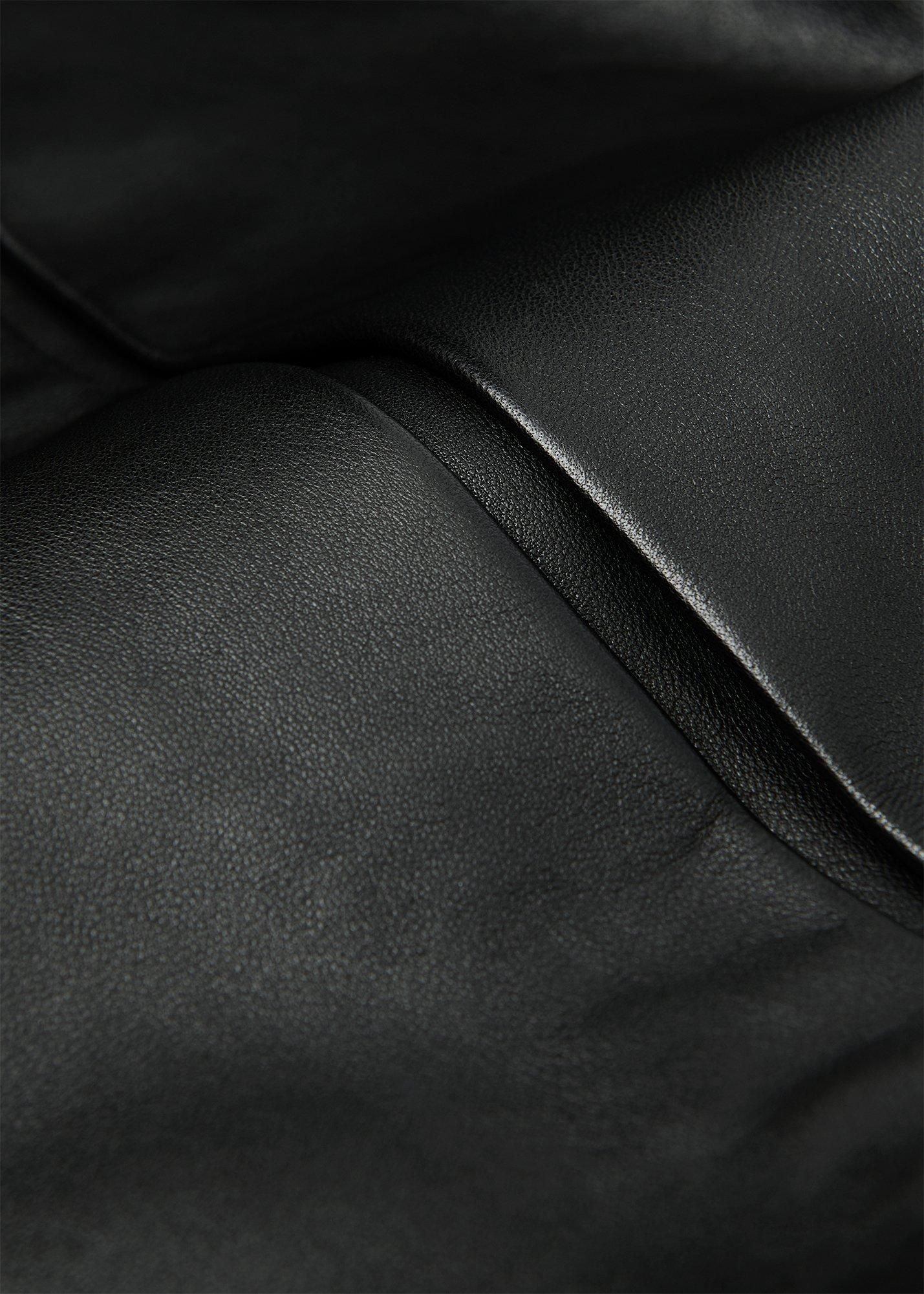 Collarless Leather Jacket