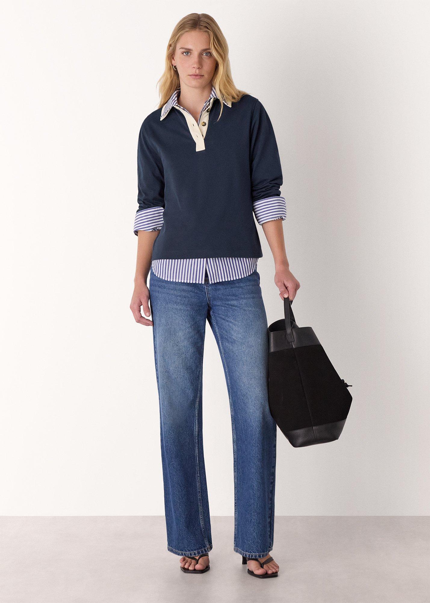 Navy Contrast Collar Polo Shirt