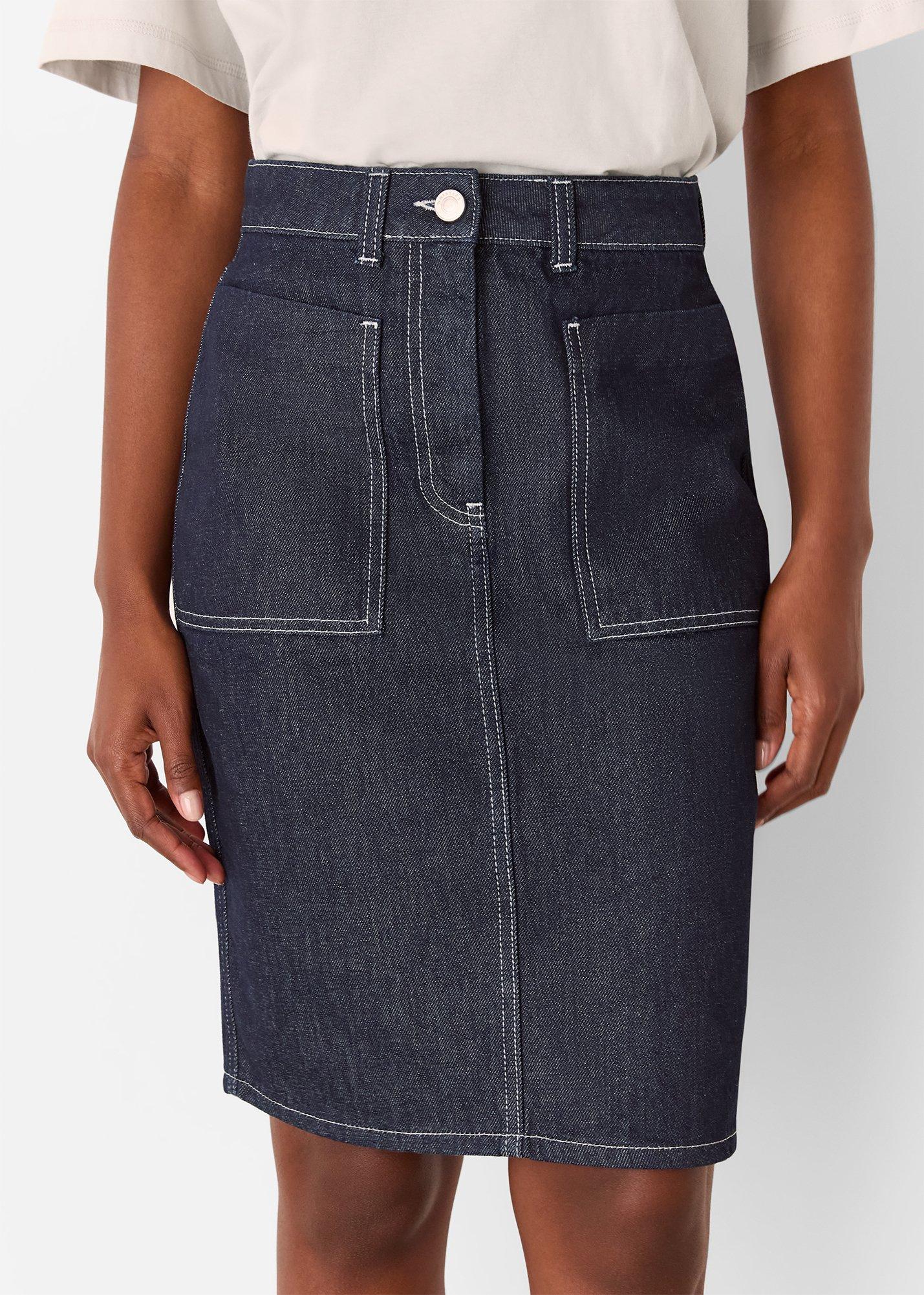 Contrast Stitch Midi Skirt