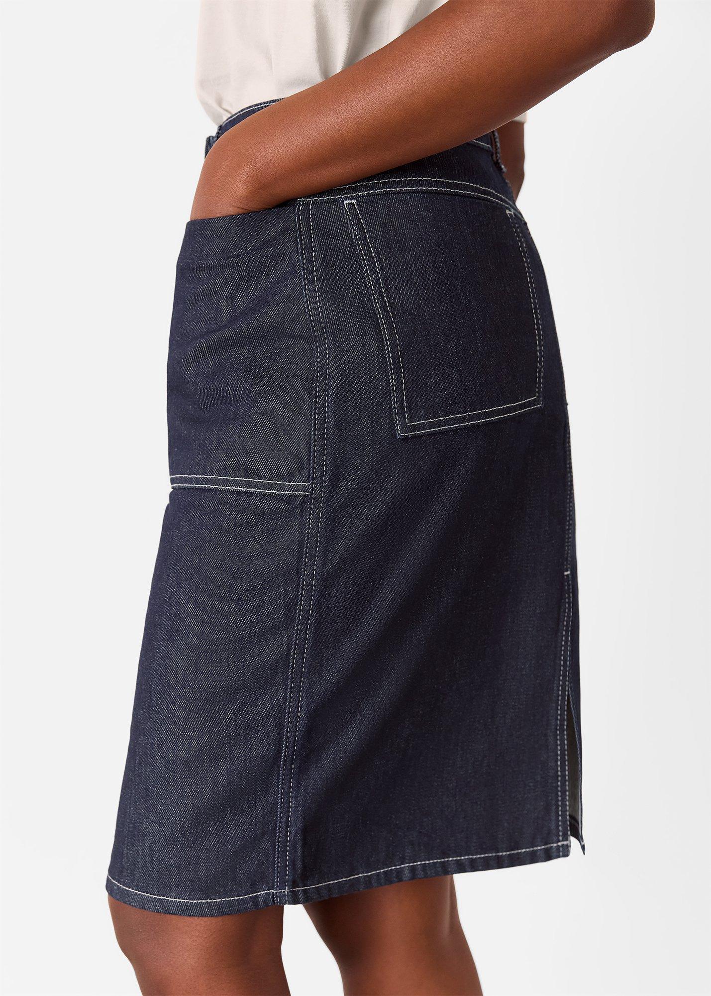 Contrast Stitch Midi Skirt