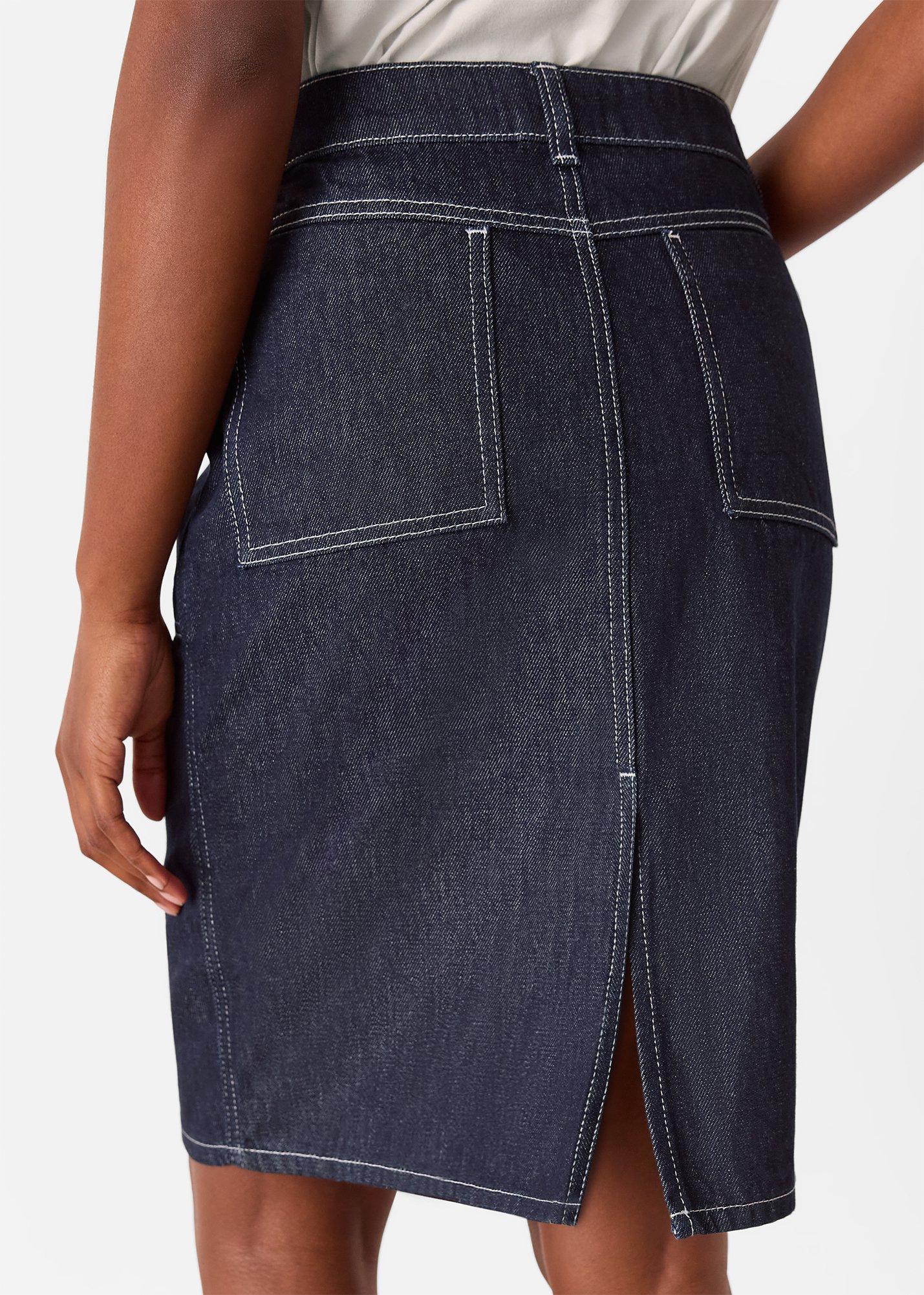 Contrast Stitch Midi Skirt