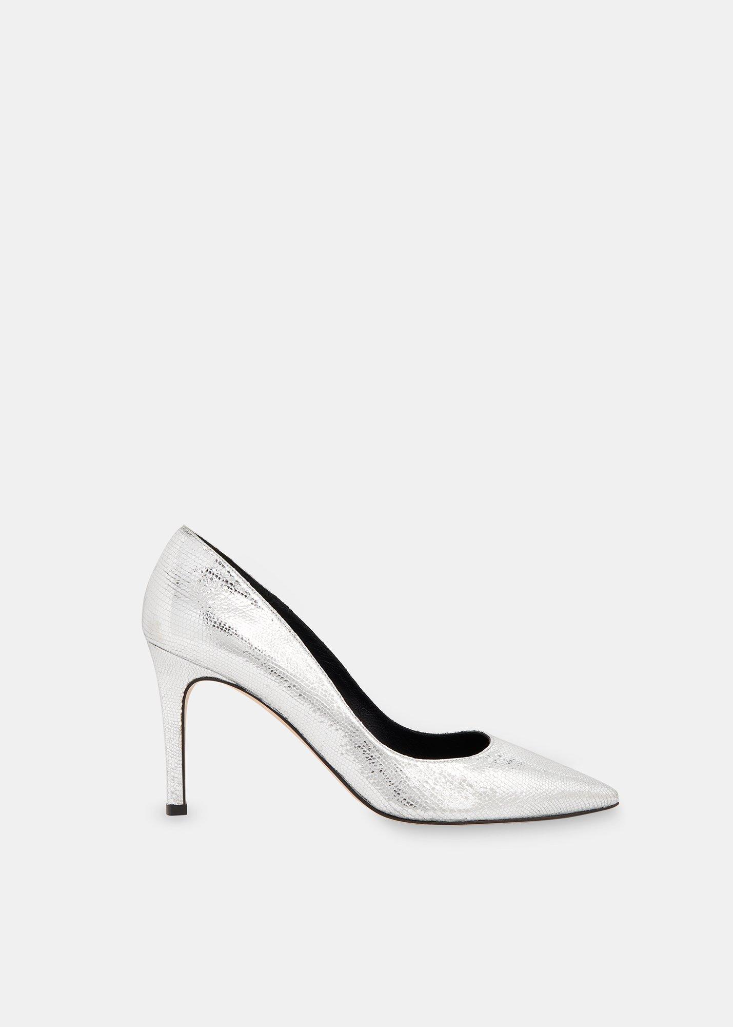 Silver Corie Textured Heeled Pump