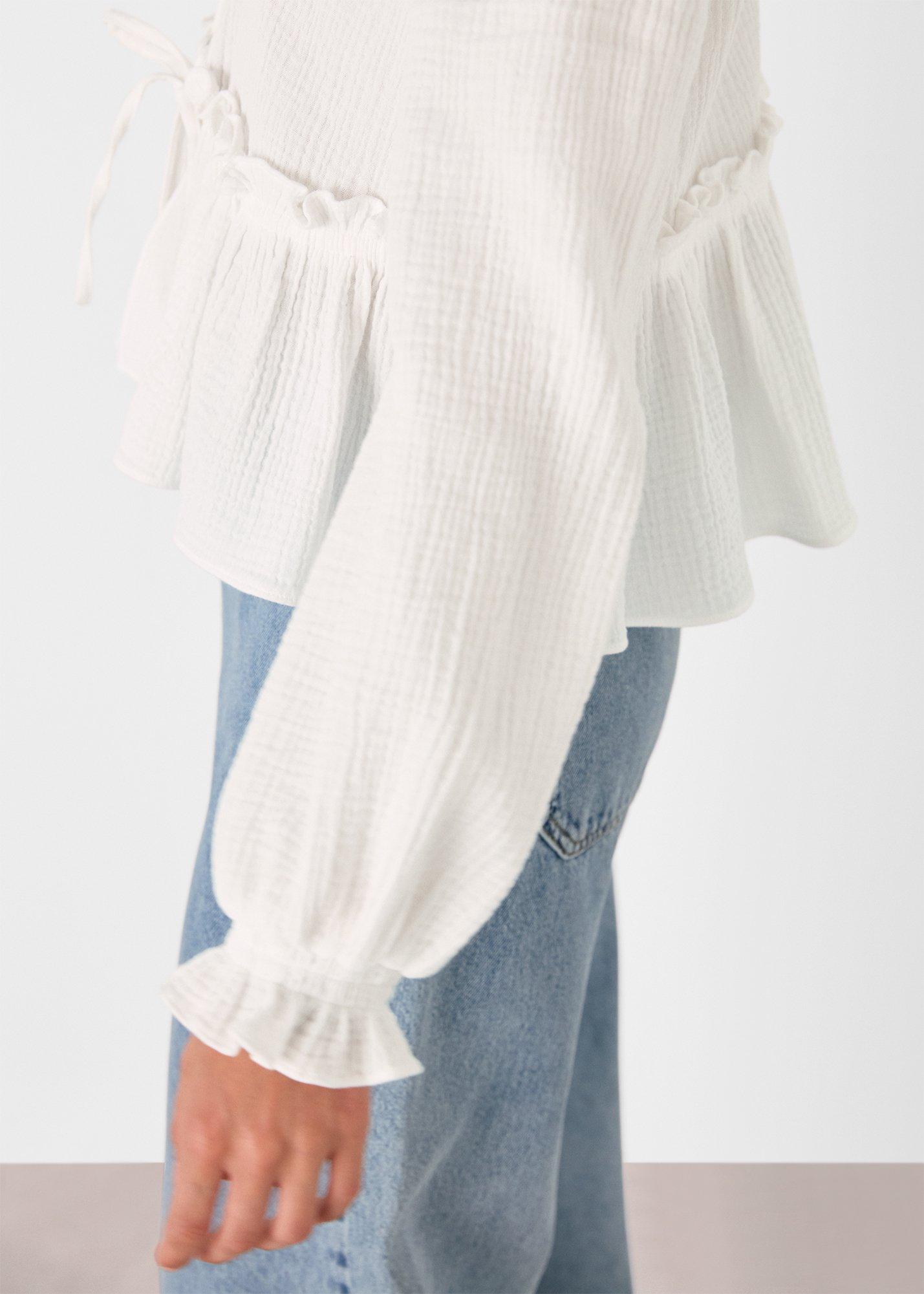 Cotton Frill Peplum Blouse