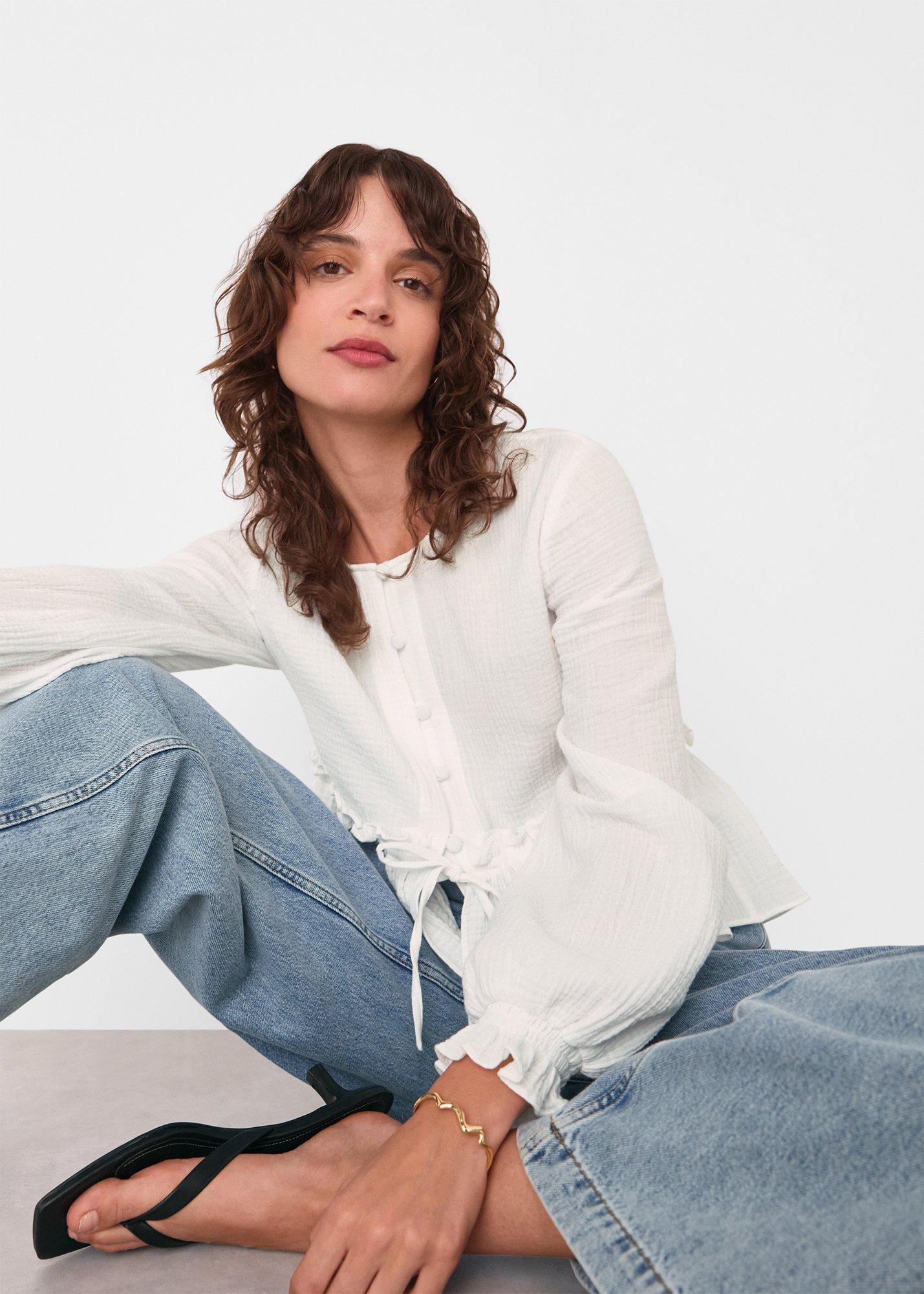 Cotton Frill Peplum Blouse