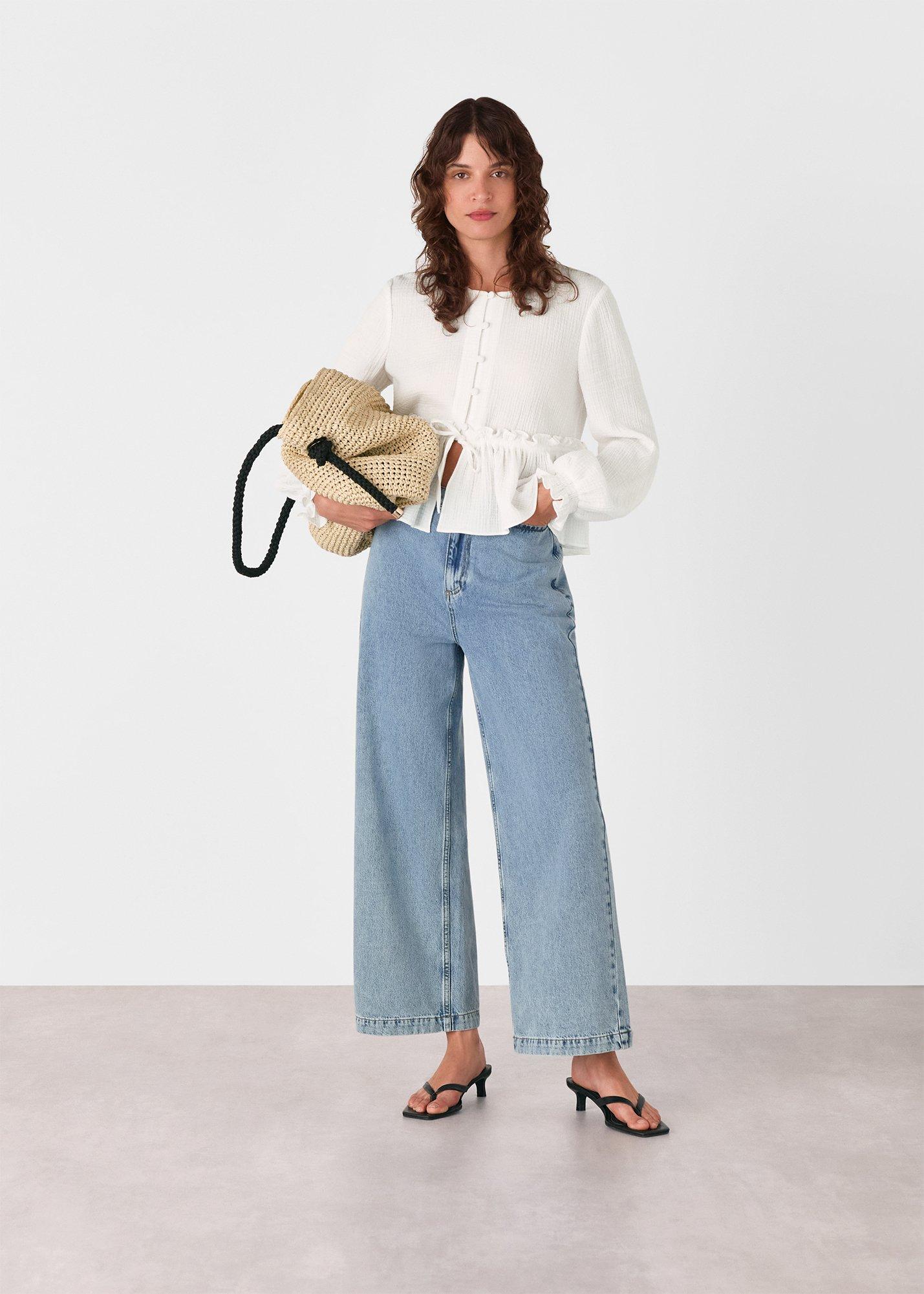 Cotton Frill Peplum Blouse