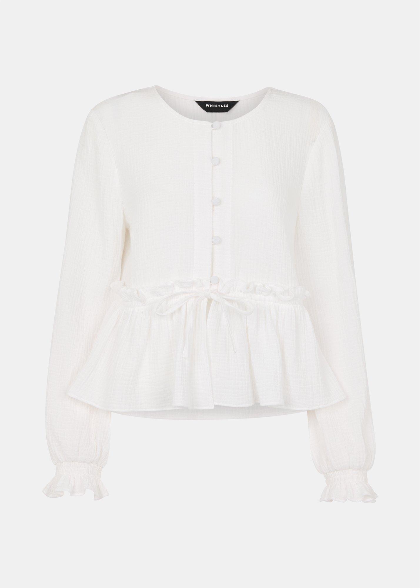 Cotton Frill Peplum Blouse