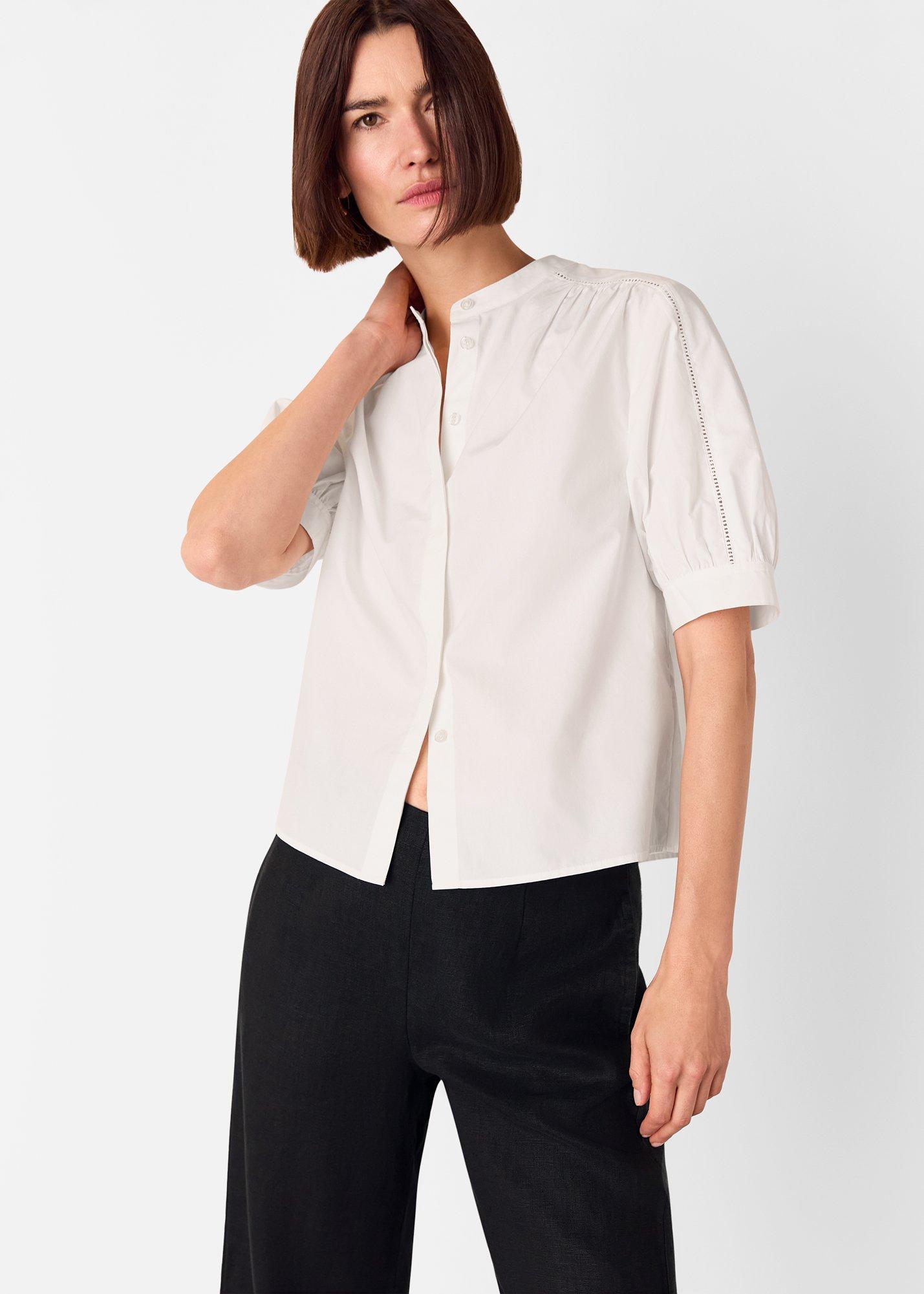 White Cotton Short Sleeve Shirt