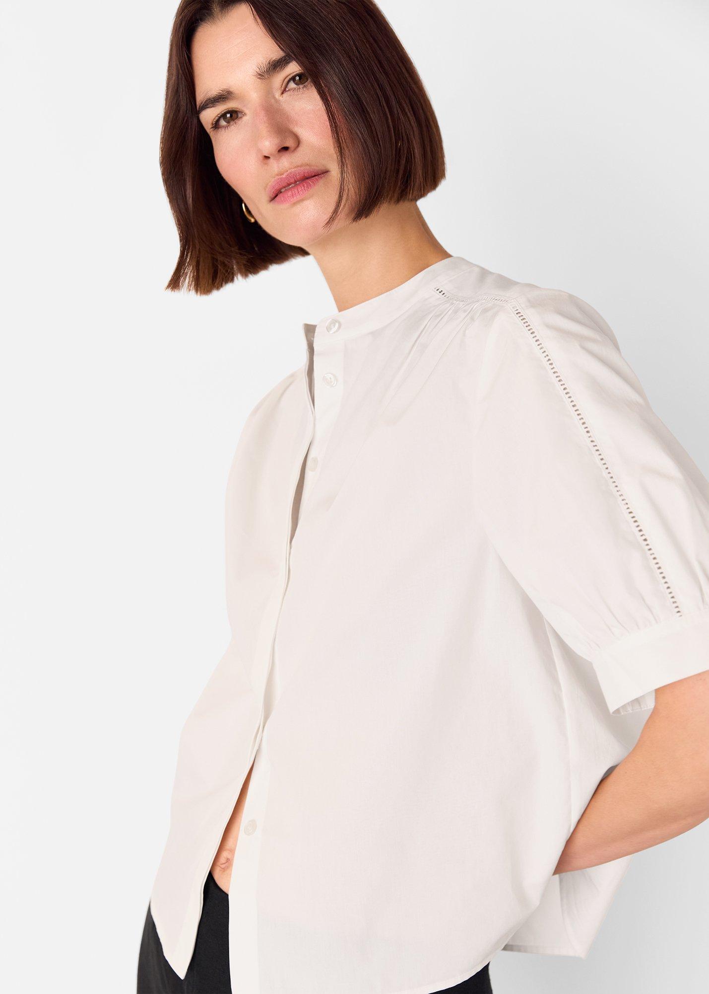 White Cotton Short Sleeve Shirt