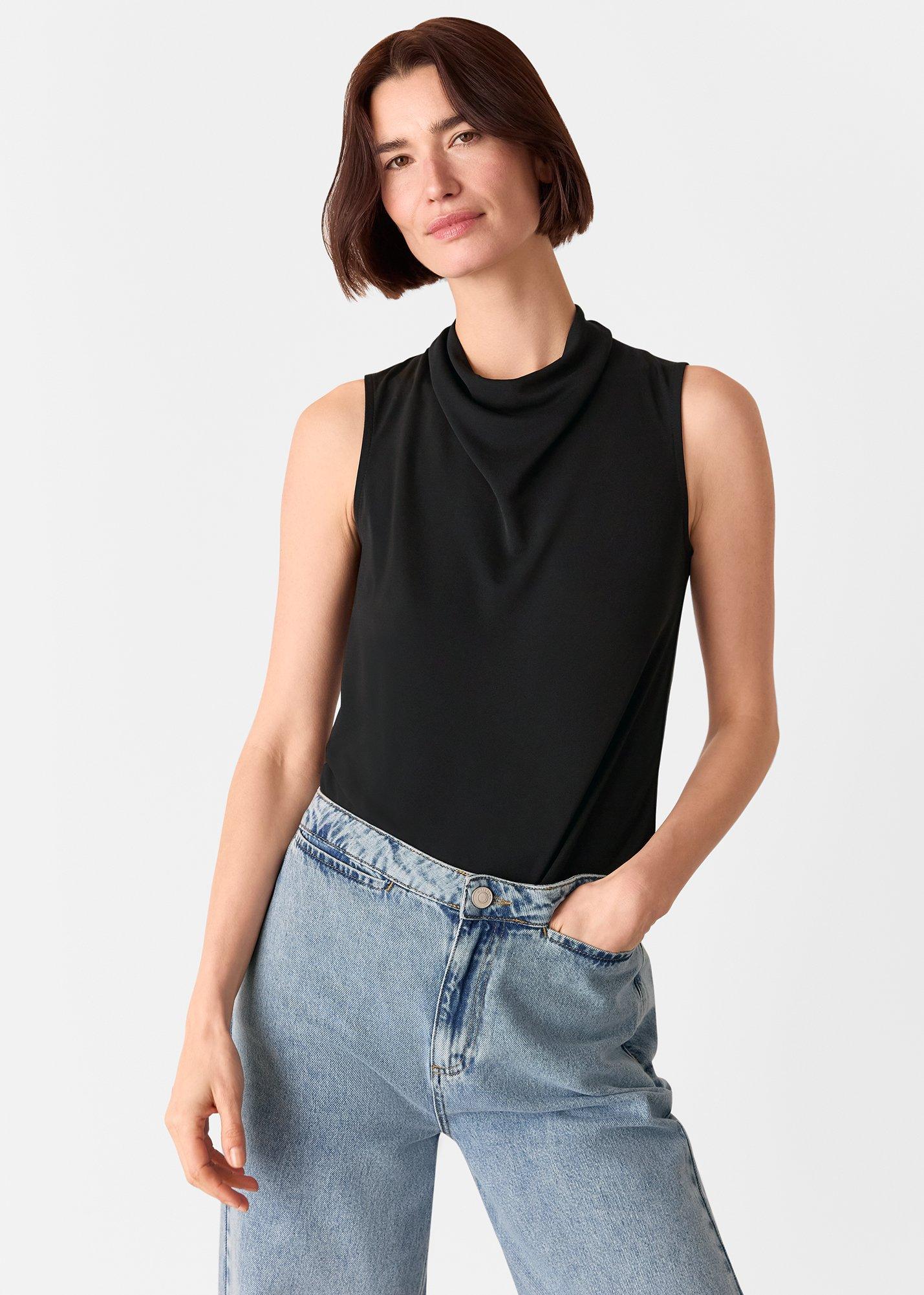 Black Cowl Neck Detail Top