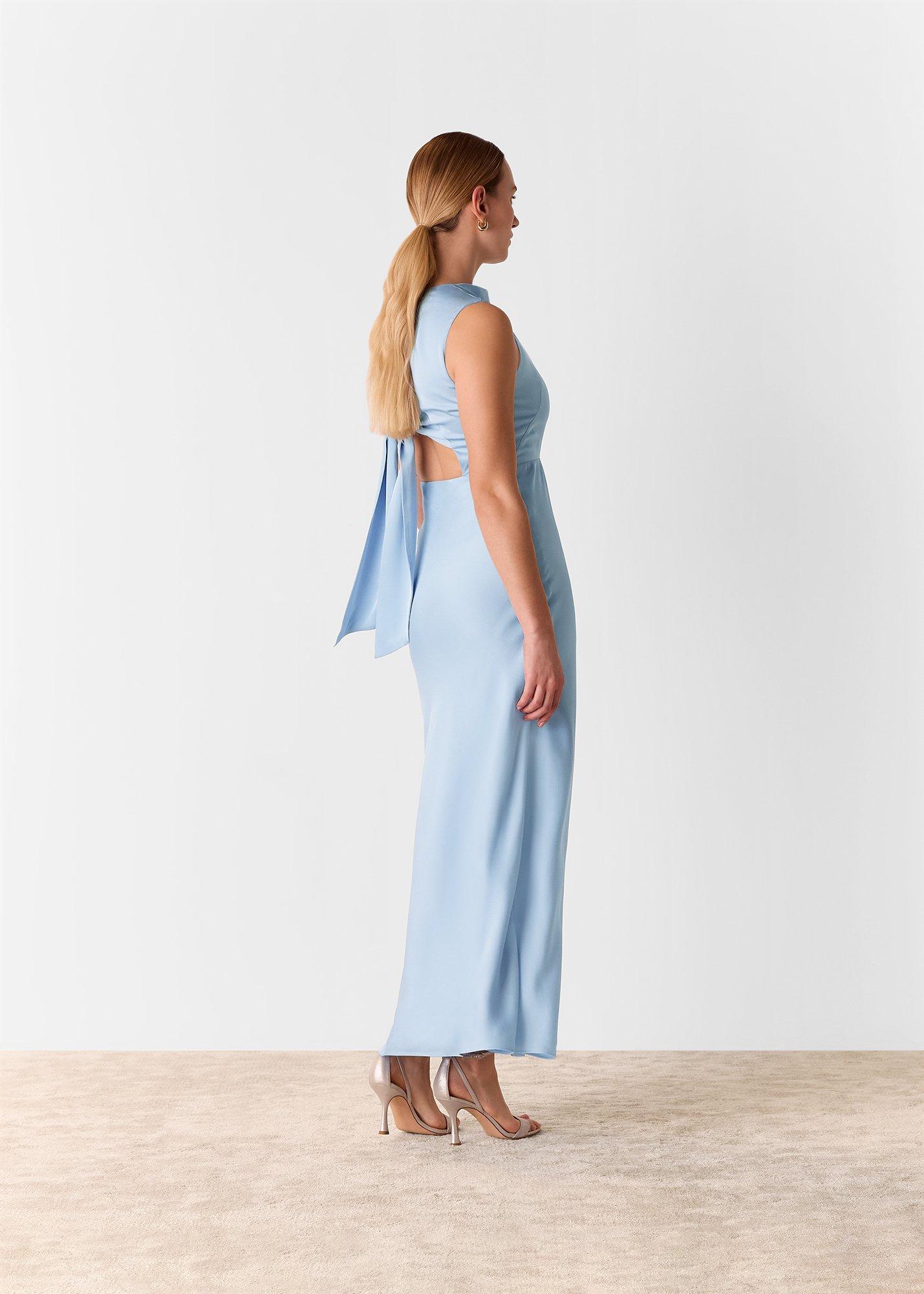 Cowl Neck Satin Maxi Dress