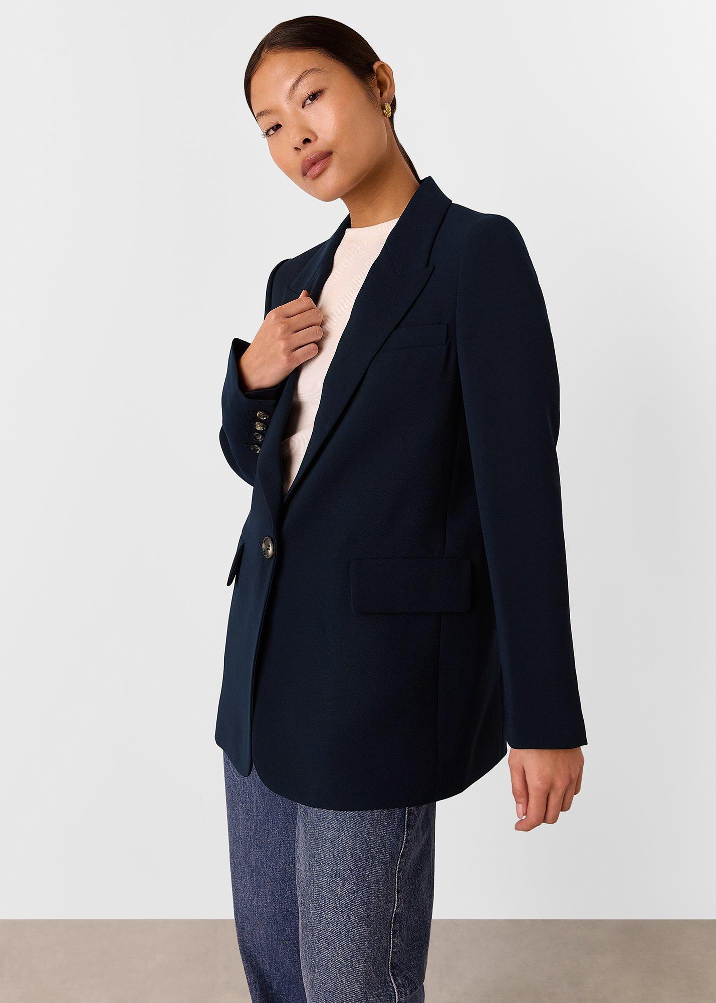Navy Crepe Boyfriend Blazer