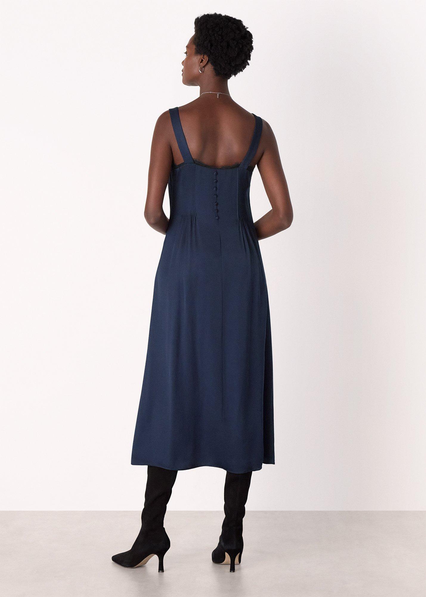 Crepe Lace Trim Cami Dress