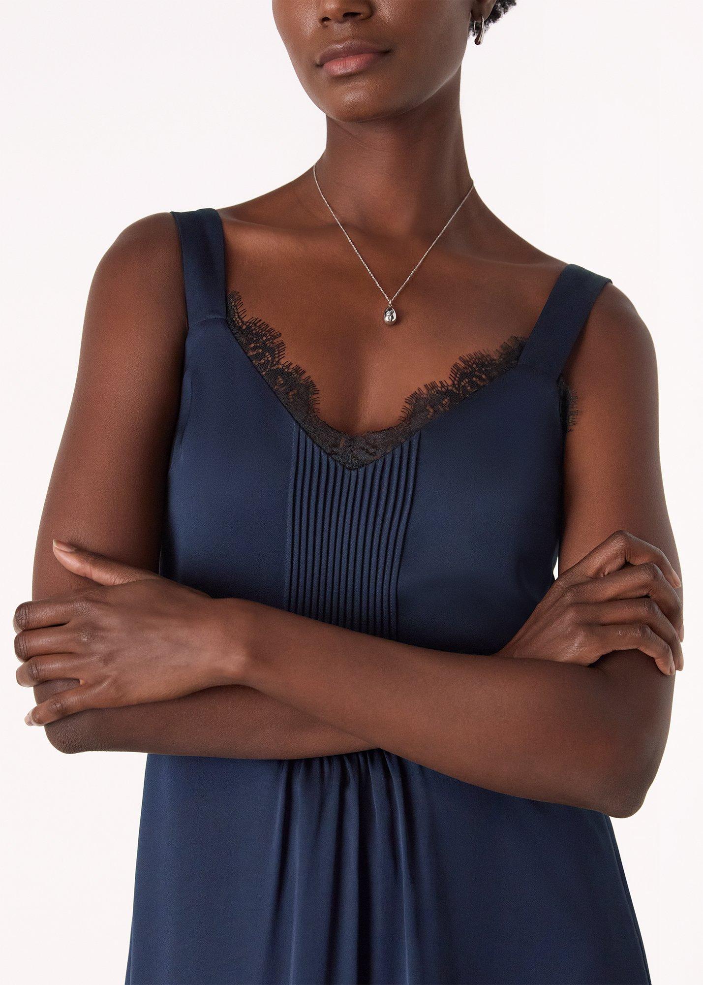 Crepe Lace Trim Cami Dress