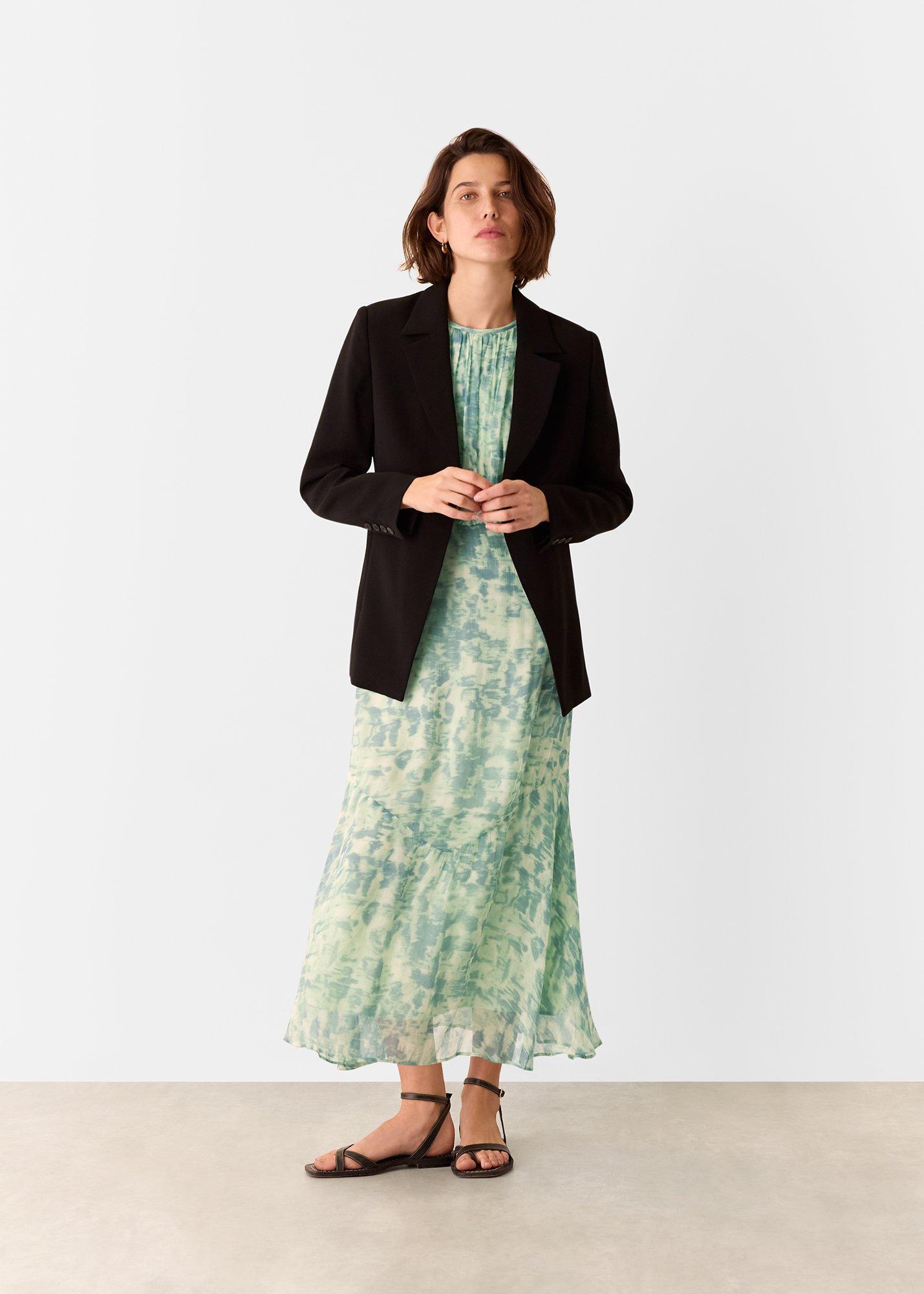 Petite Dashed Brush Marks Midi Dress