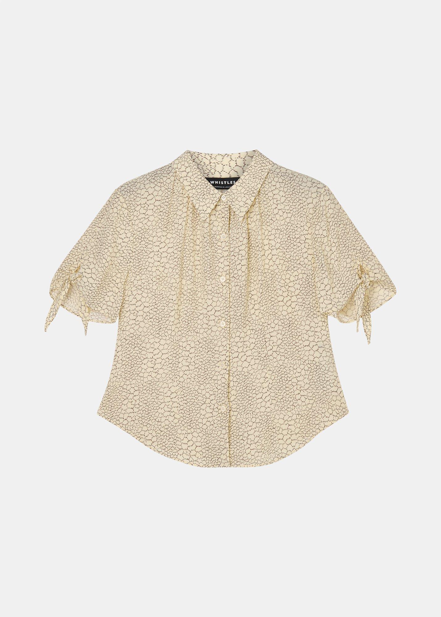 Dashed Marks Tie Sleeve Shirt