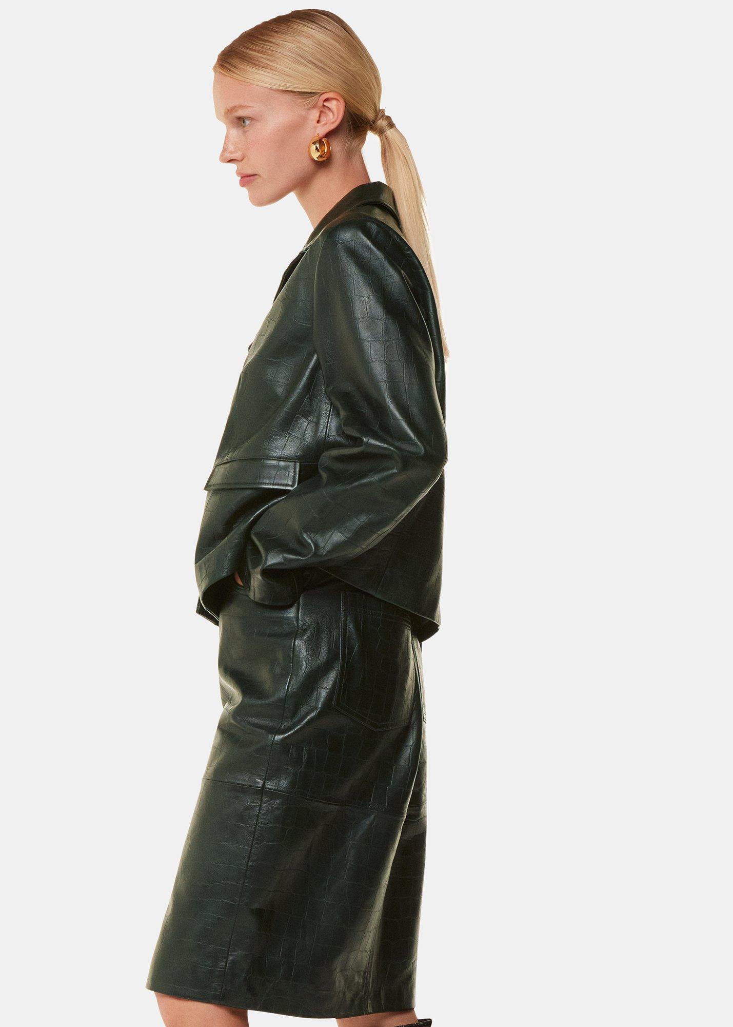 Delia Croc Leather Jacket