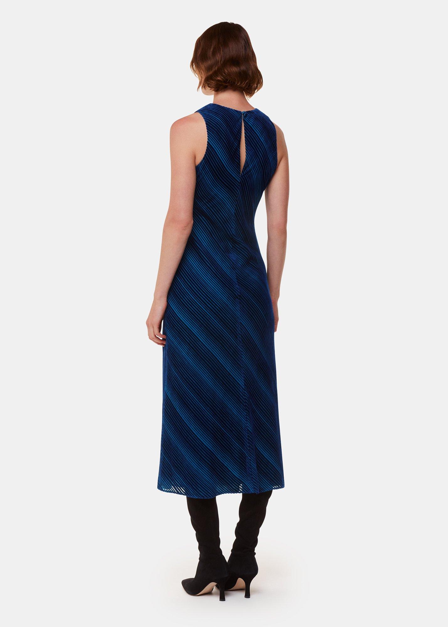 Devore Stripe Velvet Dress
