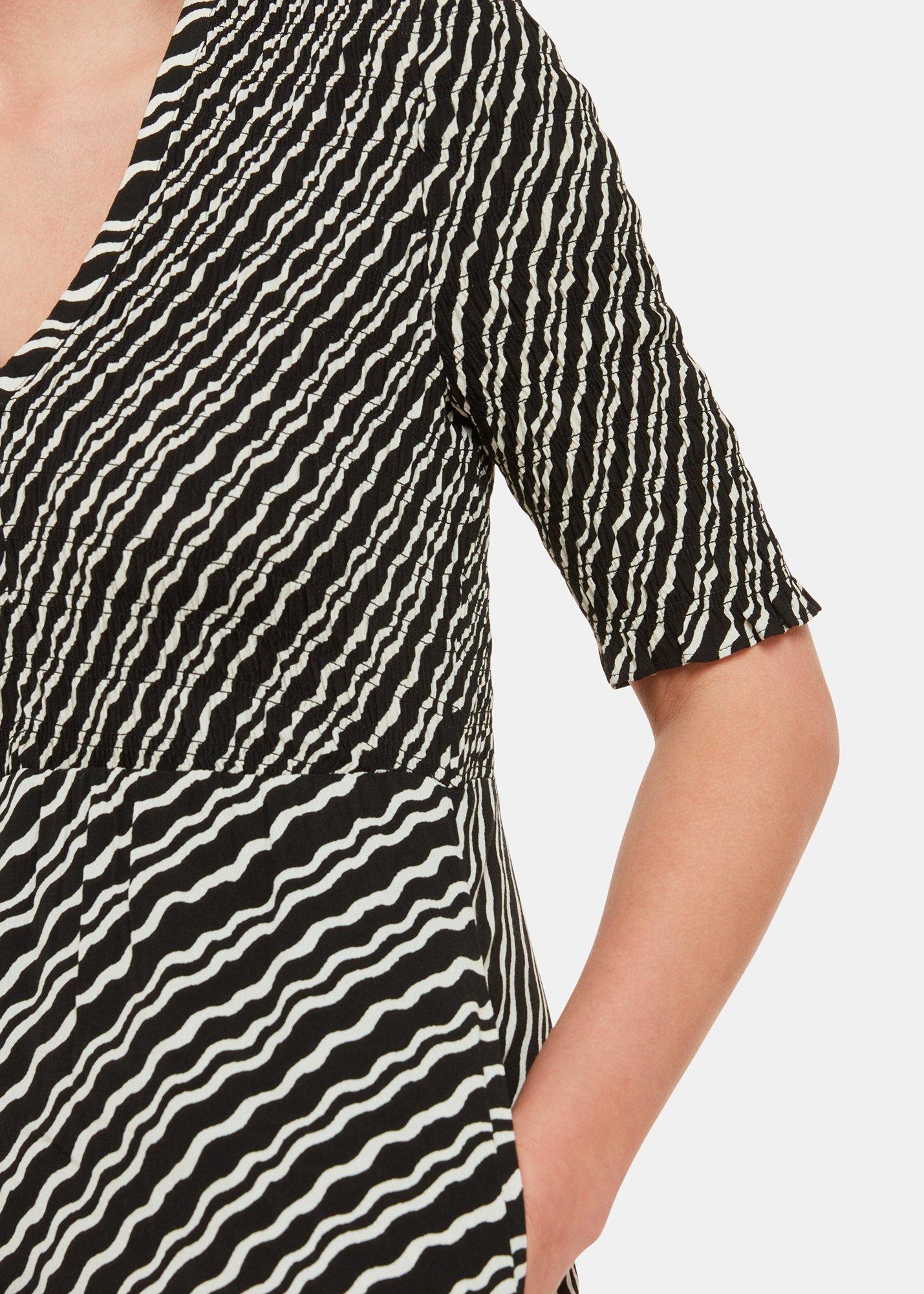 Petite Diagonal Ripple Shirred Dress