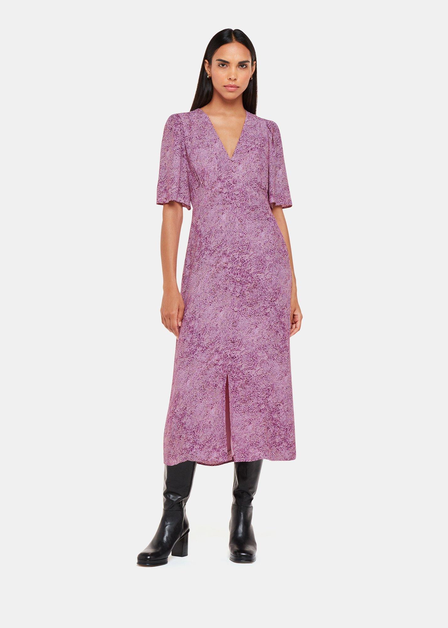 Pink Diagonal Snake Midi Dress