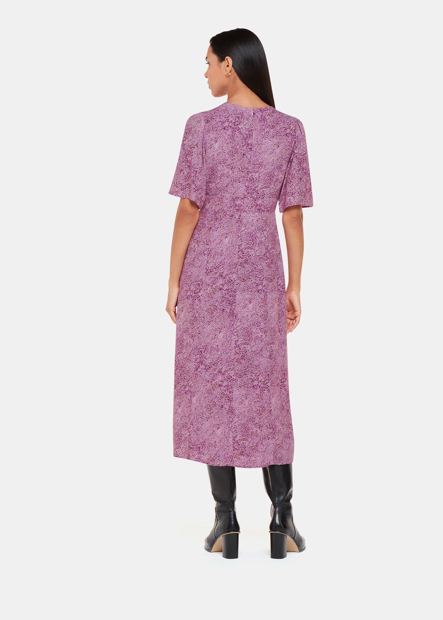 Pink Diagonal Snake Midi Dress