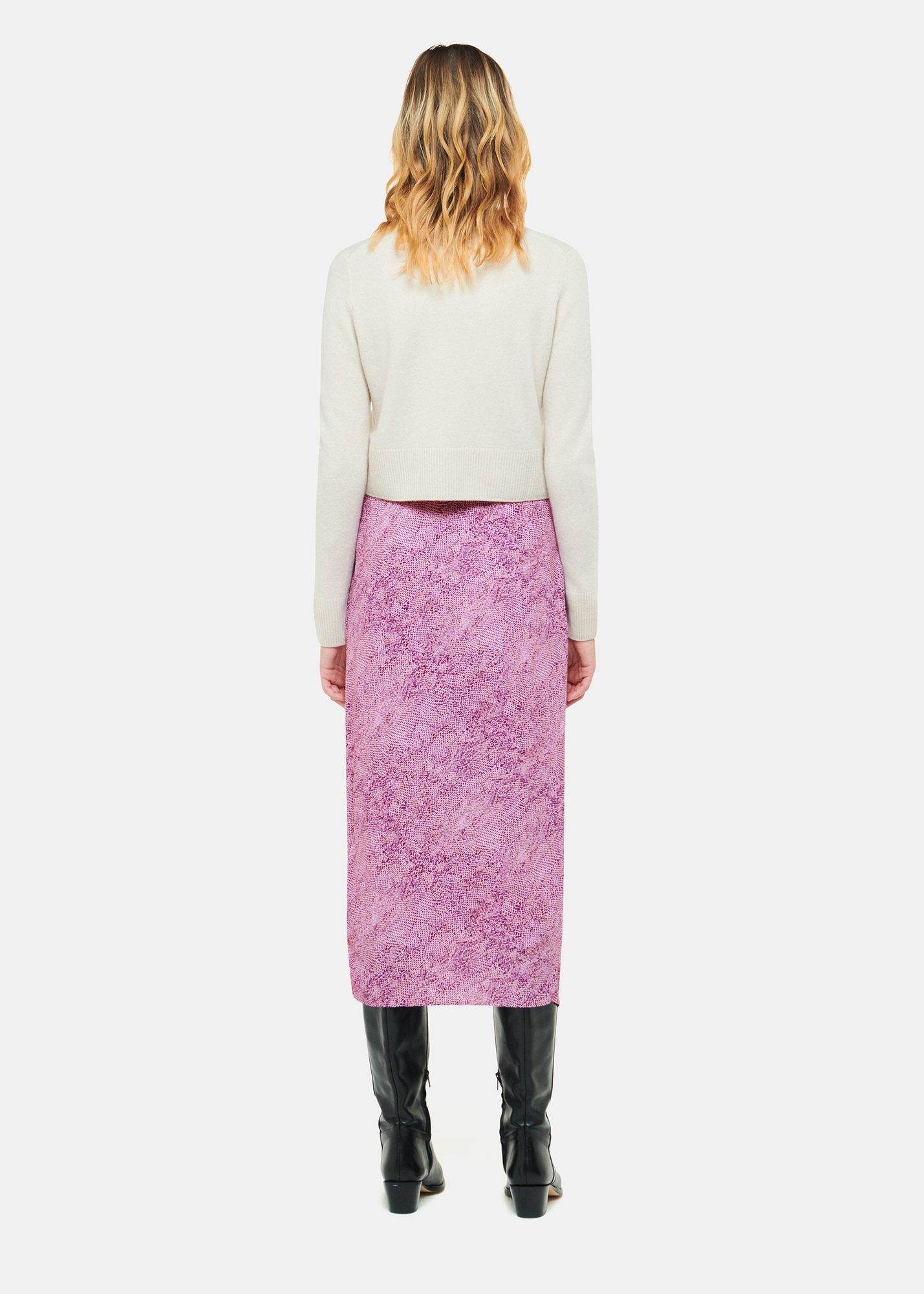 Pink Diagonal Snake Tie Side Skirt