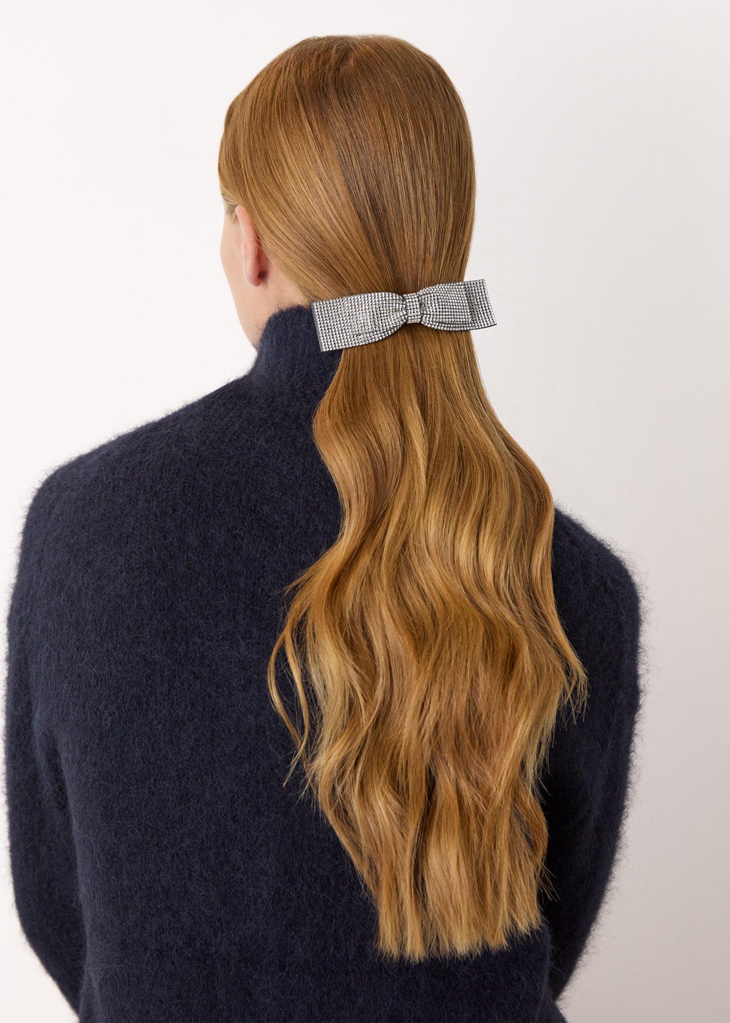 Silver Diamante Bow Hair Clip