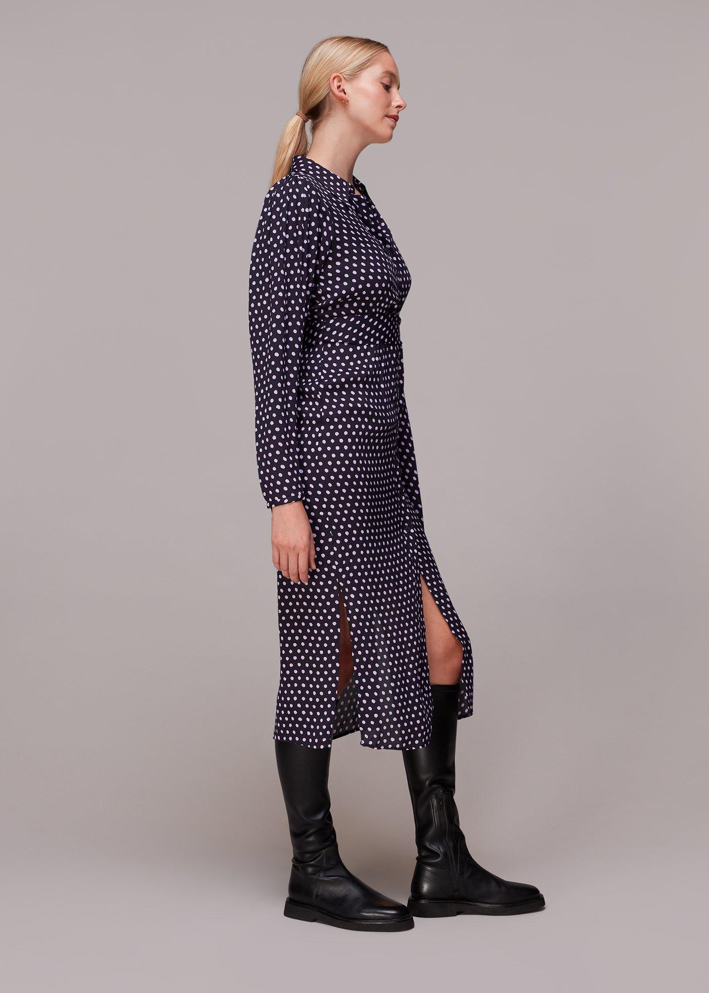 Dotted Spot Print Shirt Dress