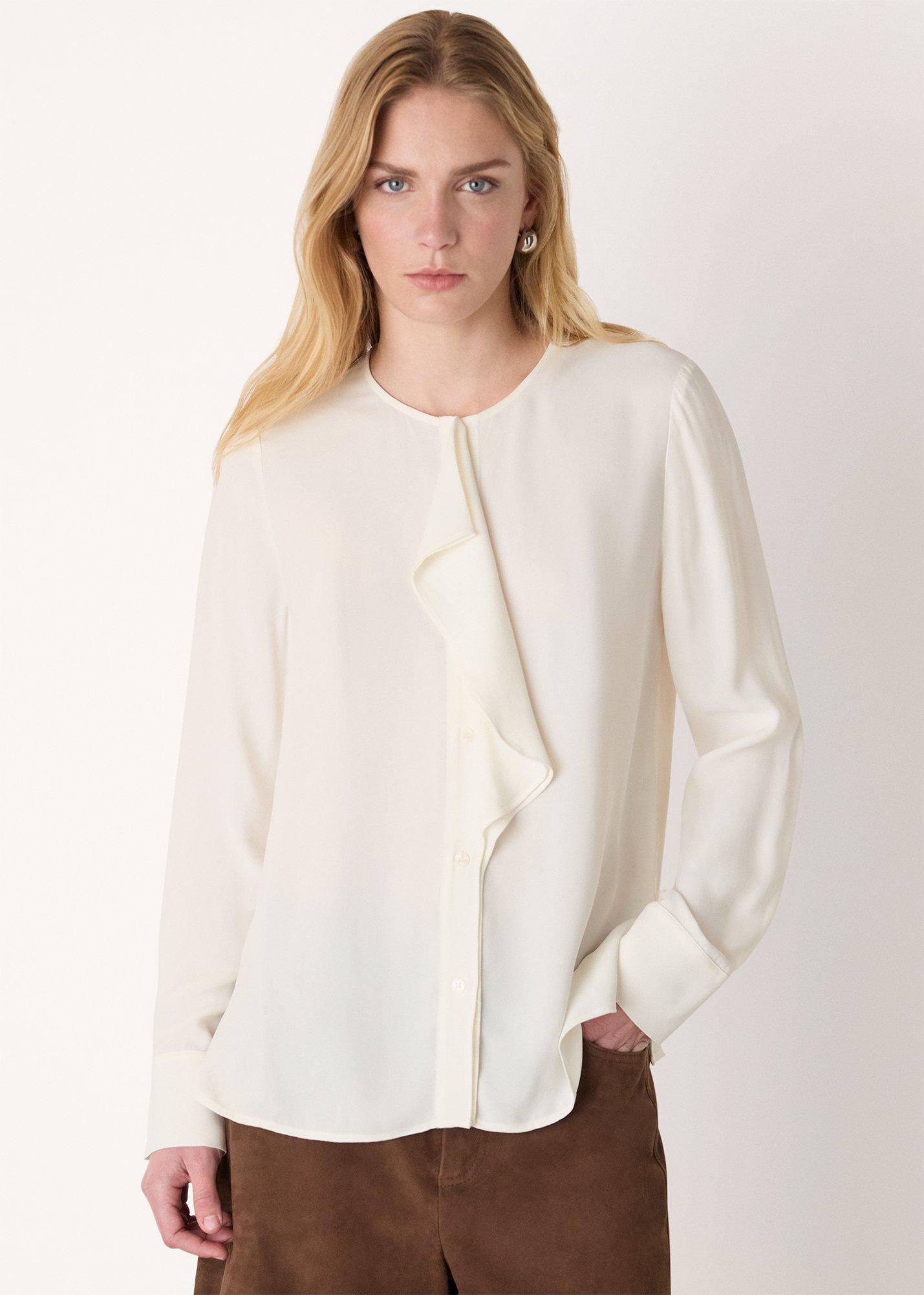 Draped Ruffle Feminine Blouse