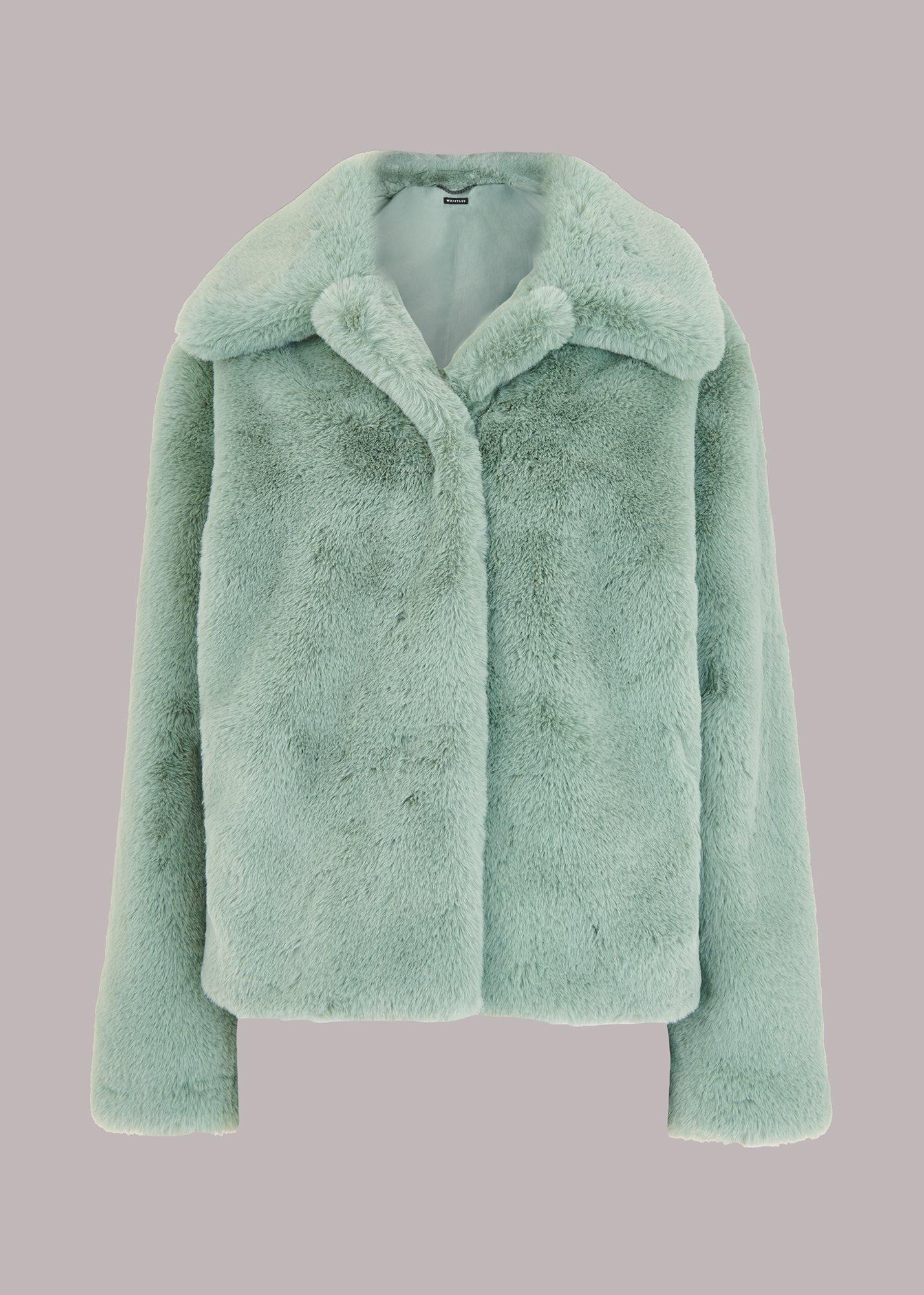 Pale Blue Drew Faux Fur Coat