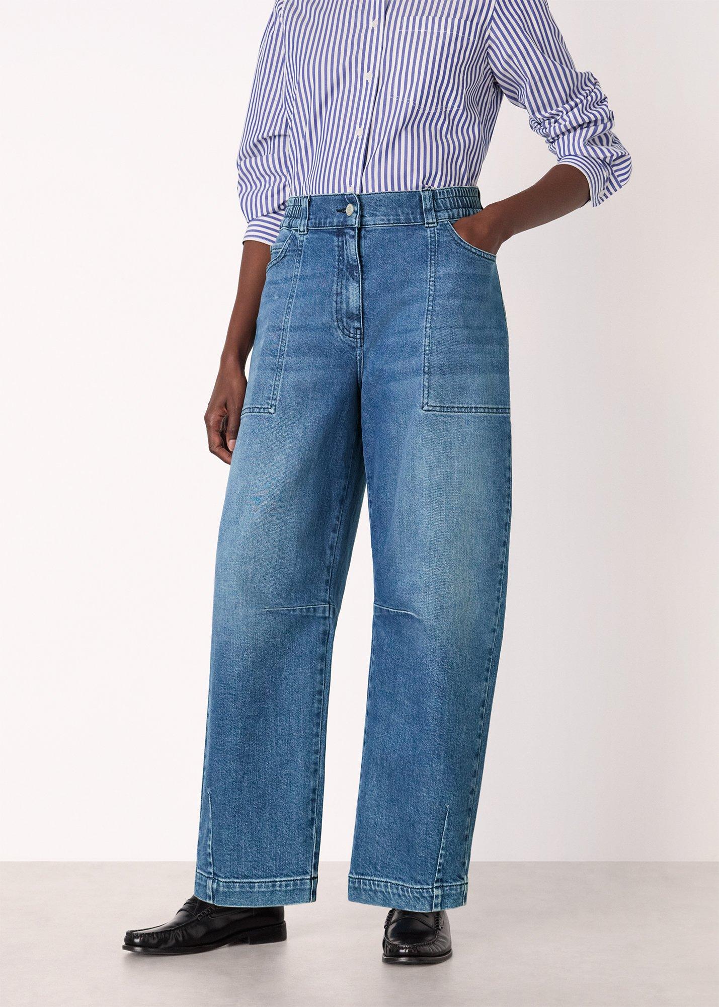 Denim Elasticated Waist Barrel Jean