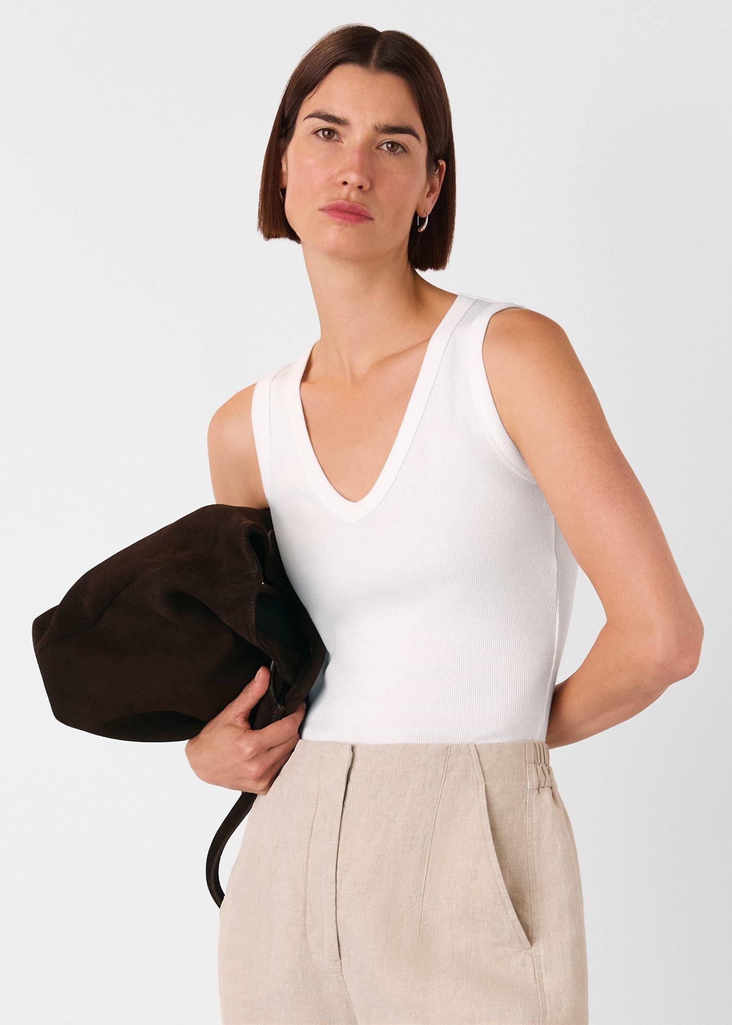 White Ellis V Neck Jersey Vest