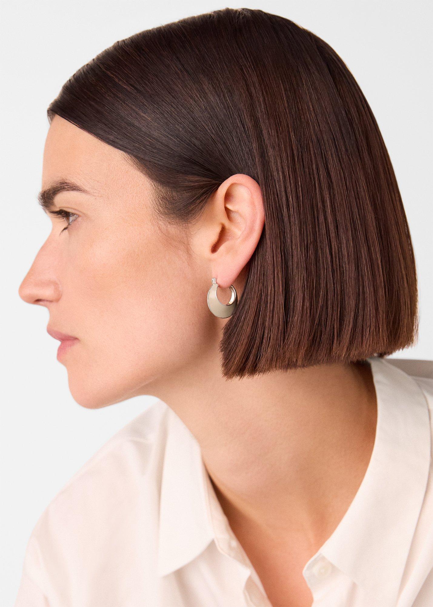 Taupe Enamel Curved Earring