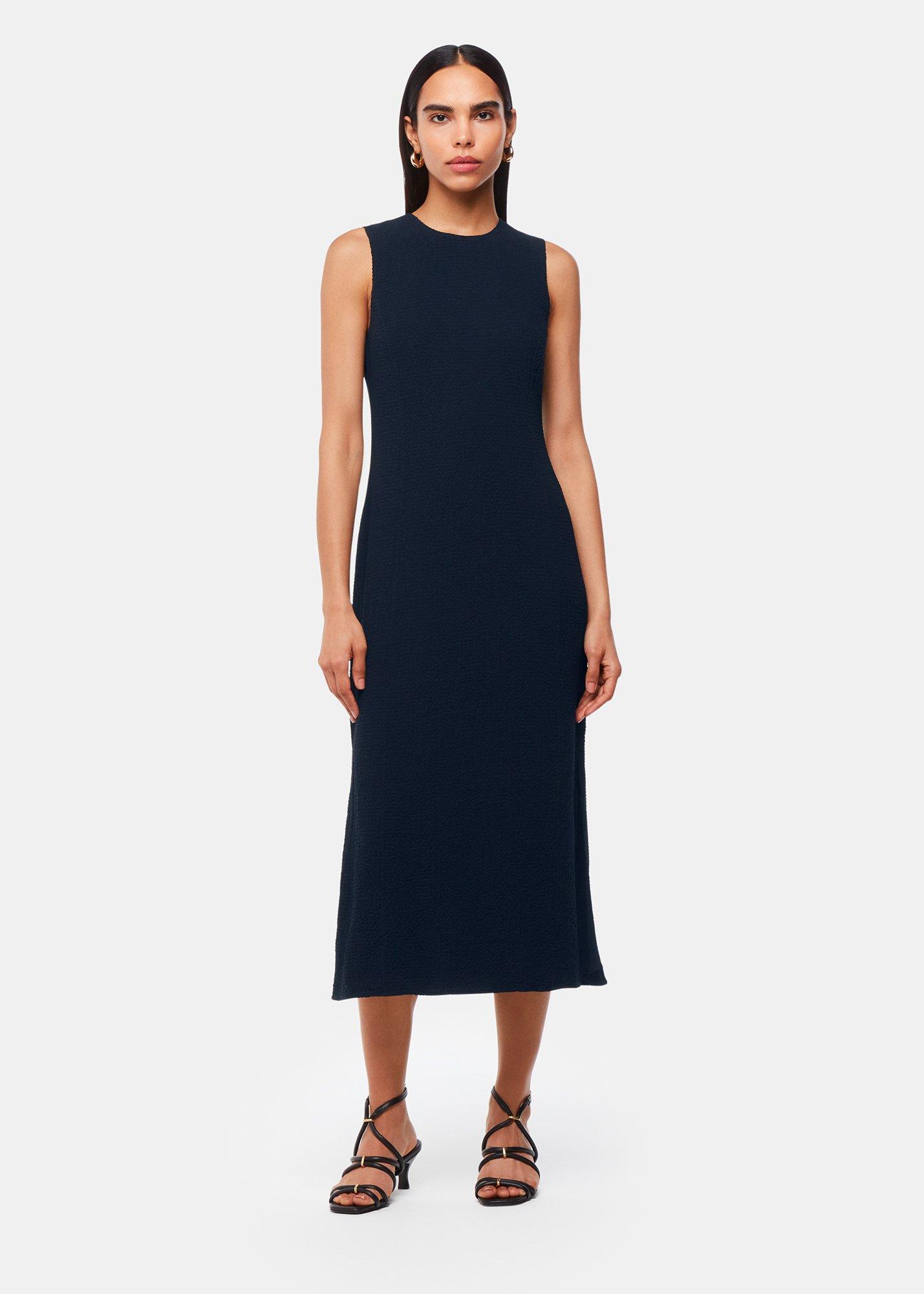 Navy Erin Texture Midi Dress