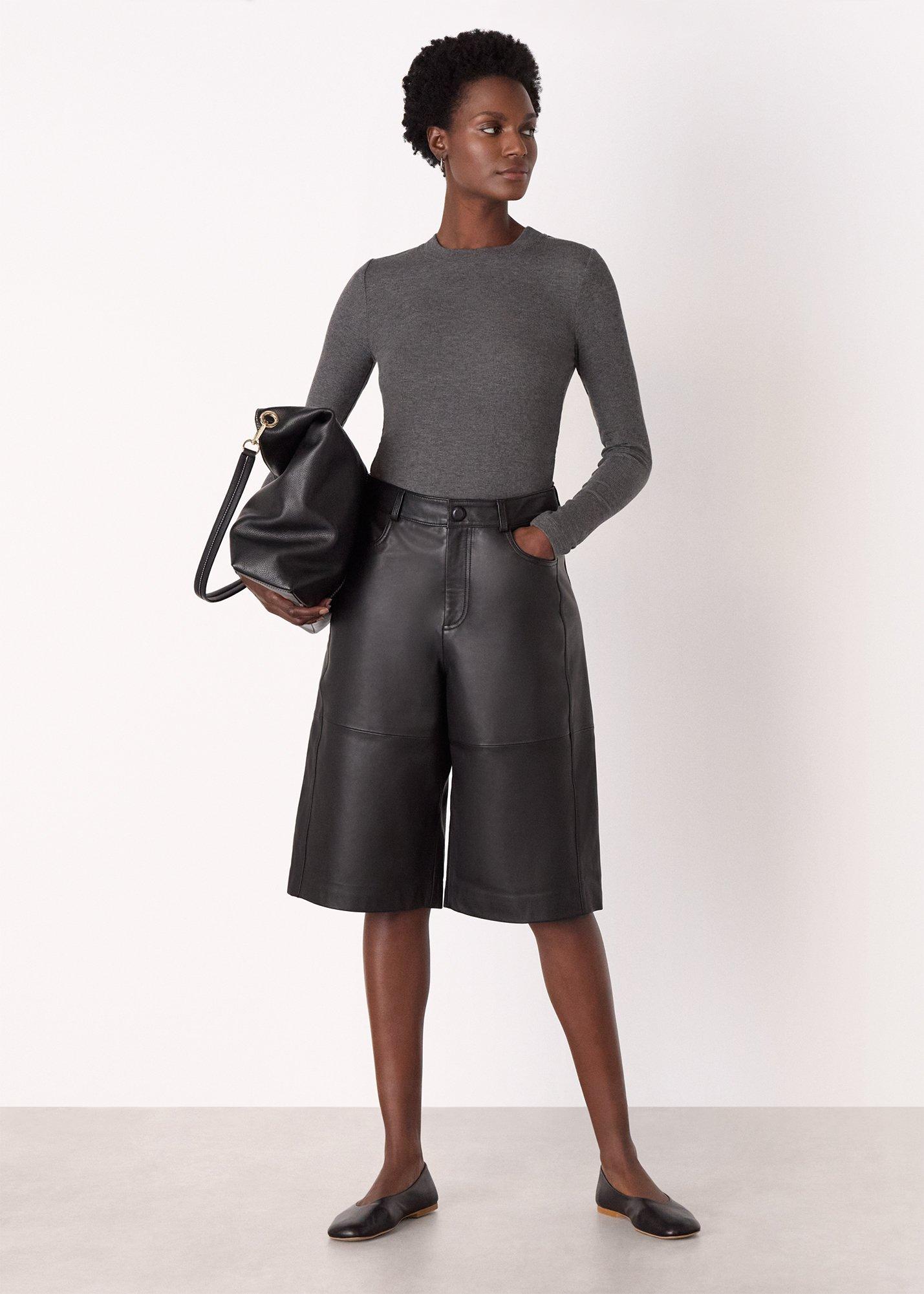 Dark Grey Essential Ribbed Crew