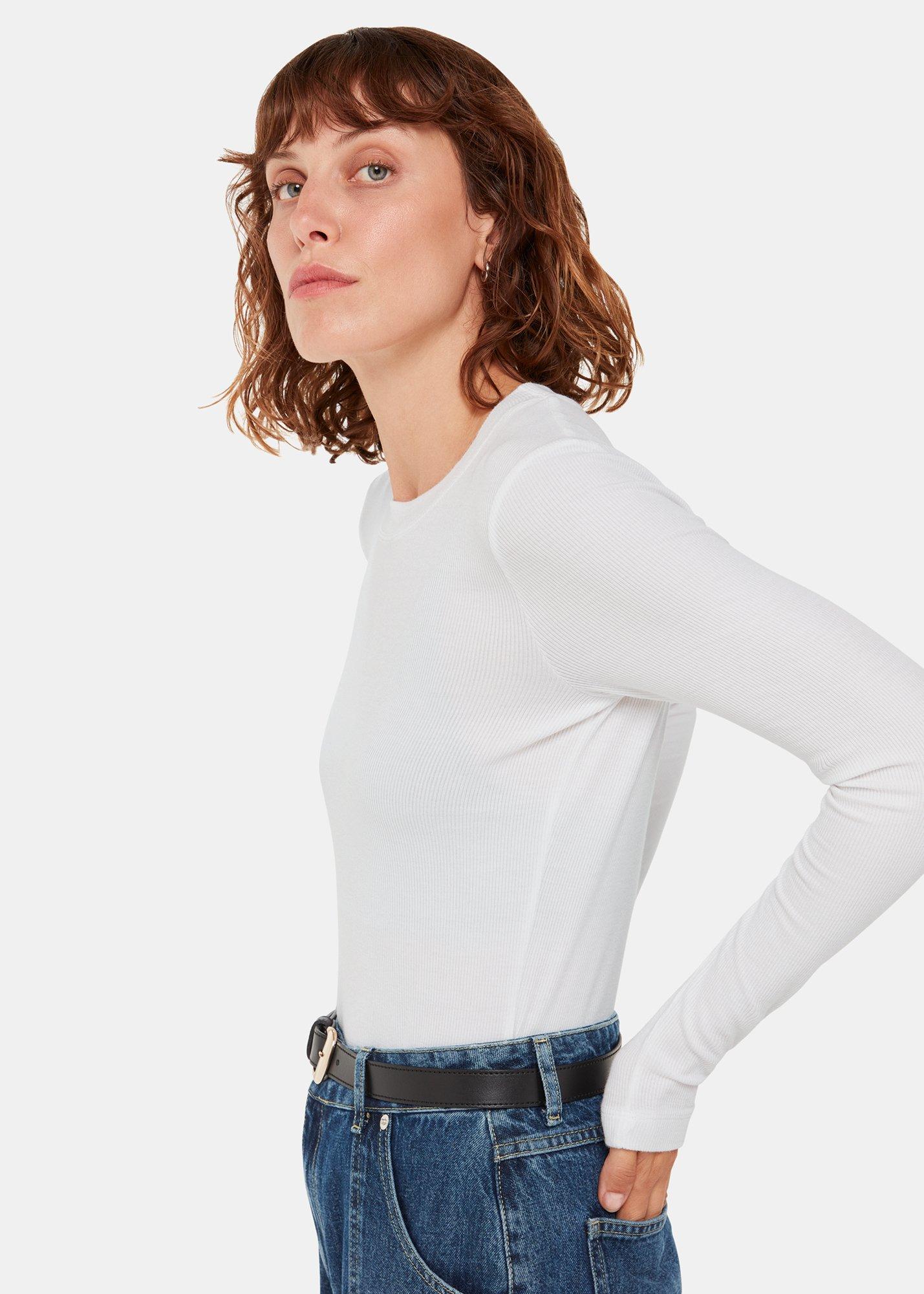 White Essential Ribbed Crew