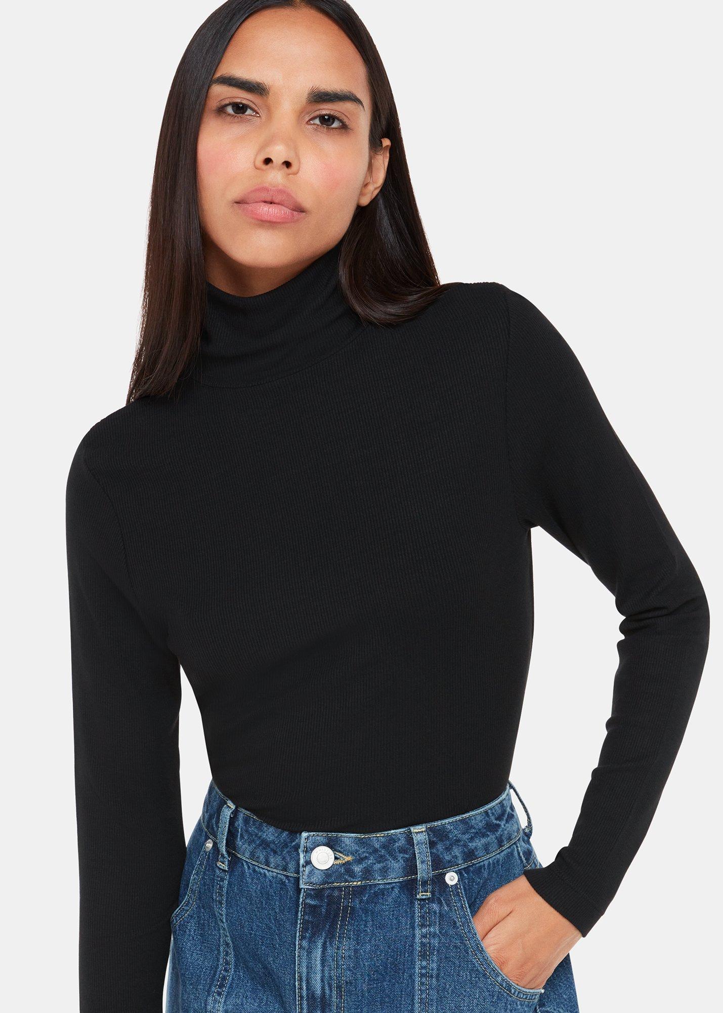 Black Essential Ribbed Turtleneck