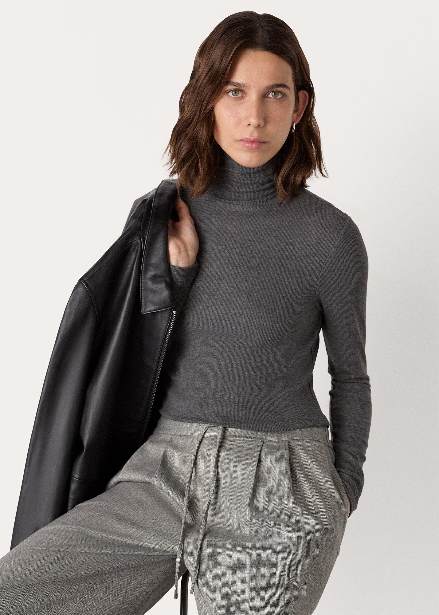 Dark Grey Essential Ribbed Turtleneck