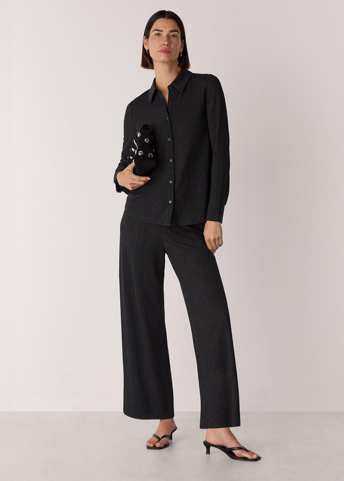 Black Eva Sparkle Cropped Trouser