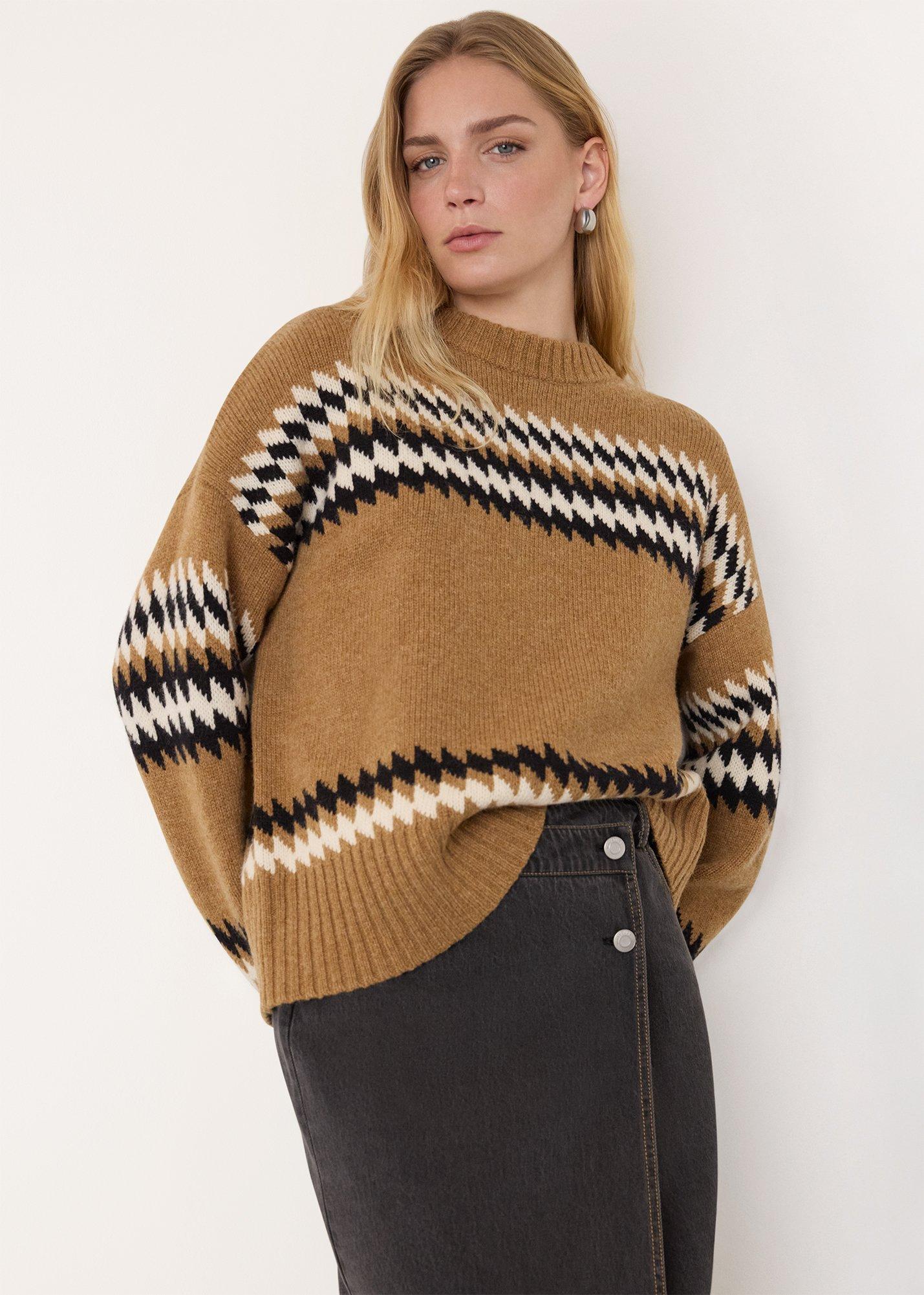 Camel Fairisle Detail Knit